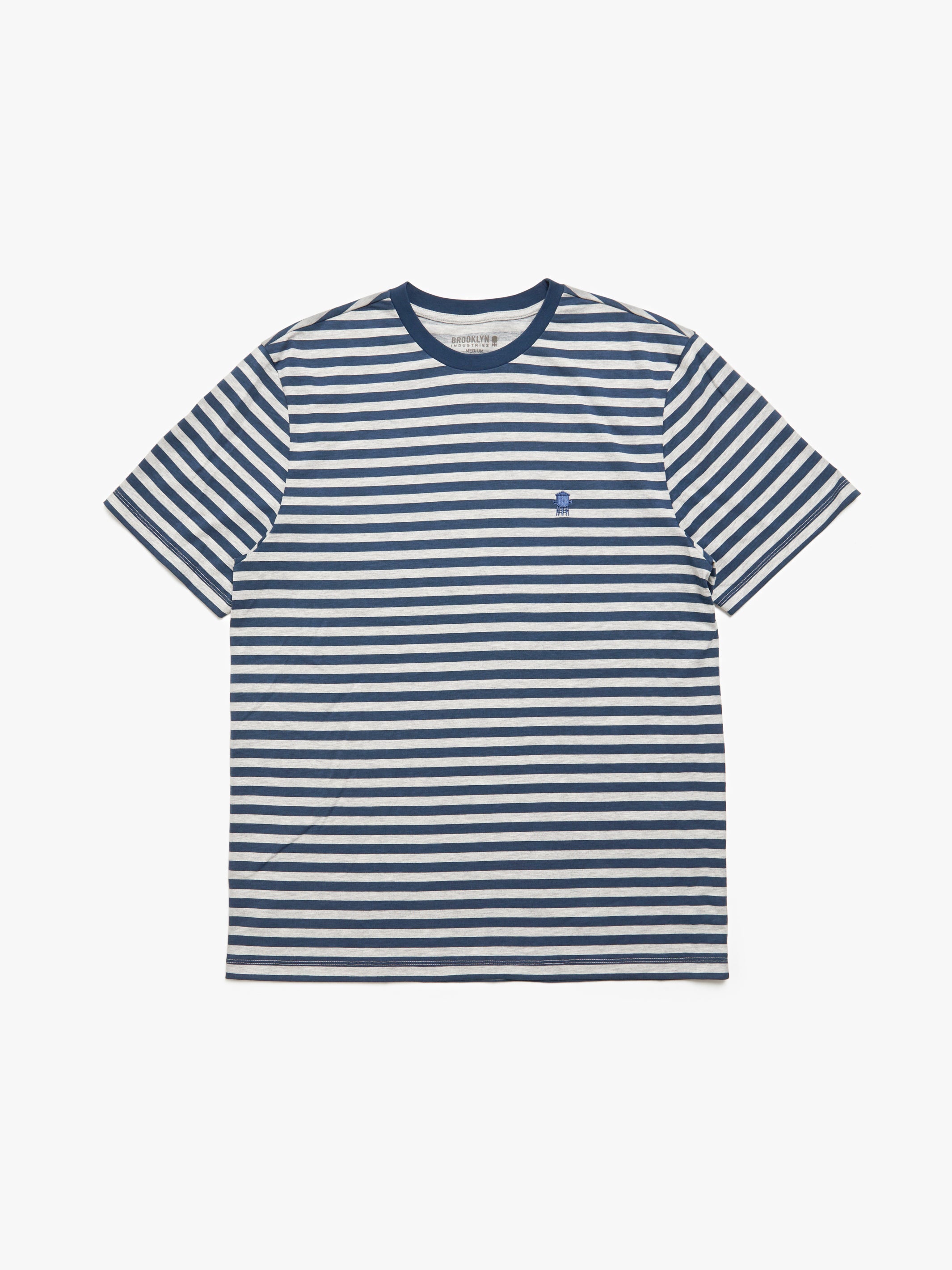 Men's Brooklyn Striped Water Tower T-shirt in Grey Melange - BROOKLYN INDUSTRIES