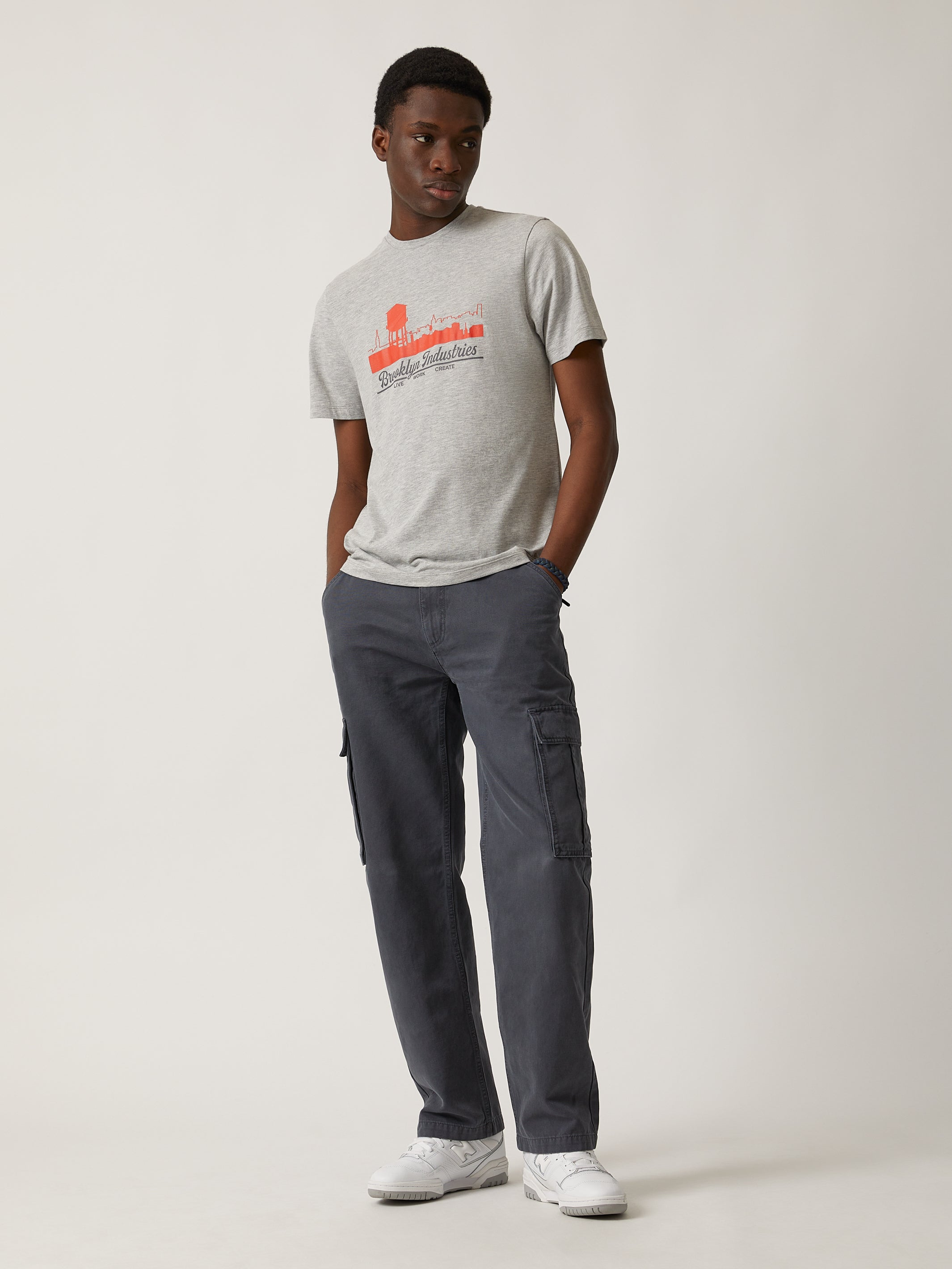 Men's Brooklyn Silhouette T-shirt in Grey Melange - BROOKLYN INDUSTRIES