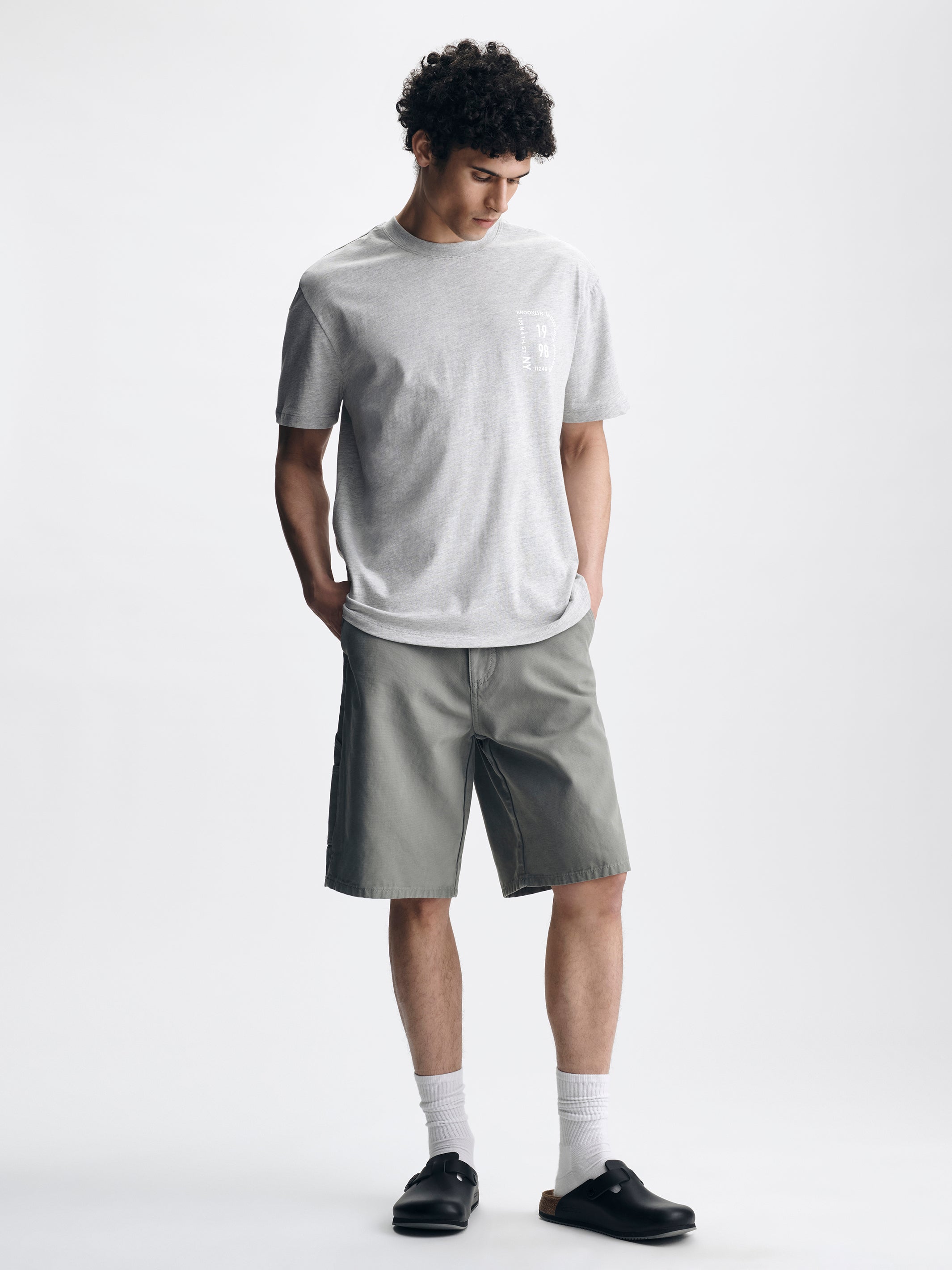 Men's Brooklyn Varsity T-Shirt in Light Grey Melange - BROOKLYN INDUSTRIES