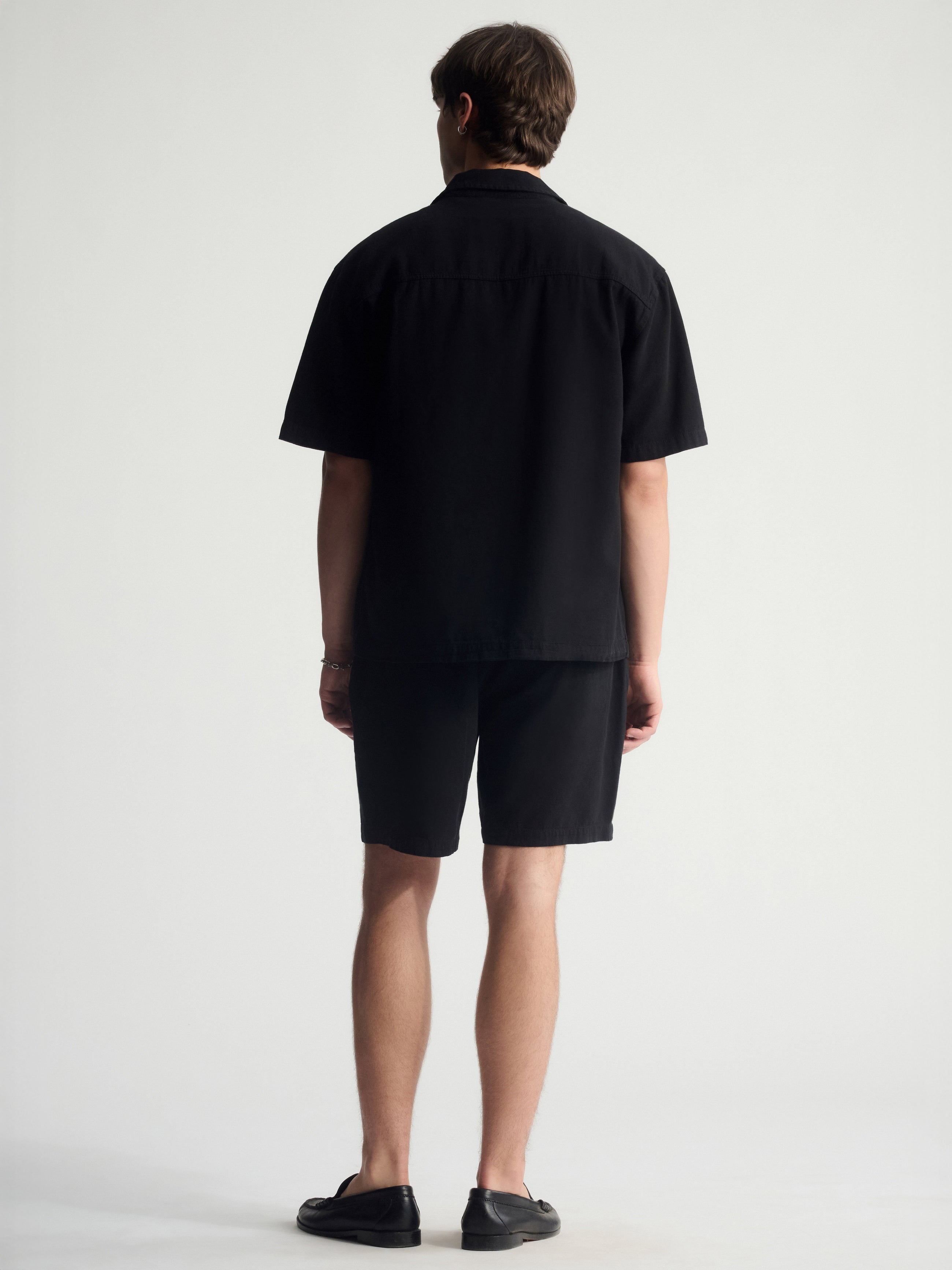 Men's Linen-Blend Short Sleeve Shirt In Black - BROOKLYN INDUSTRIES