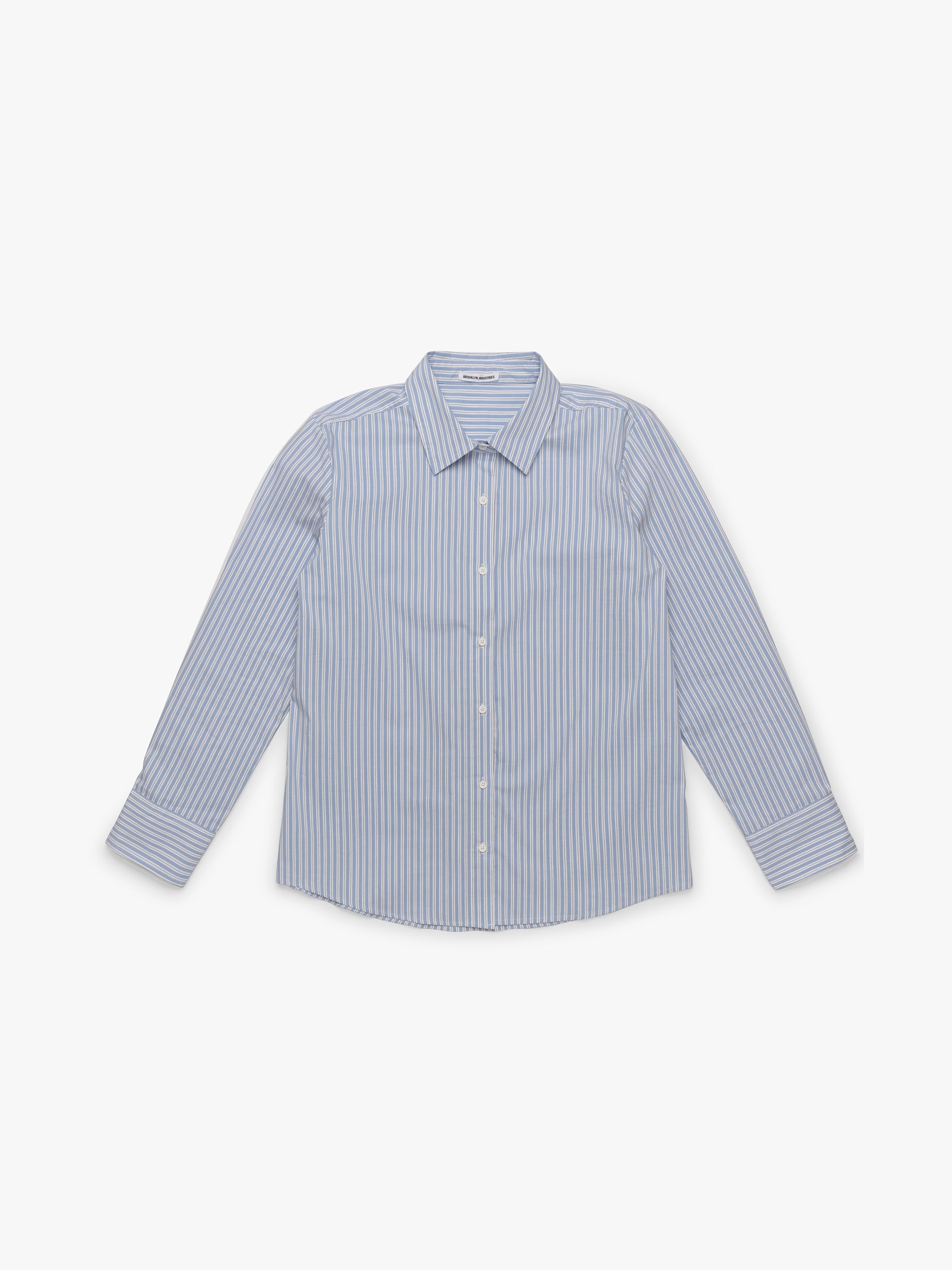 Women's Long Sleeve Shirt In Blue Striped - BROOKLYN INDUSTRIES