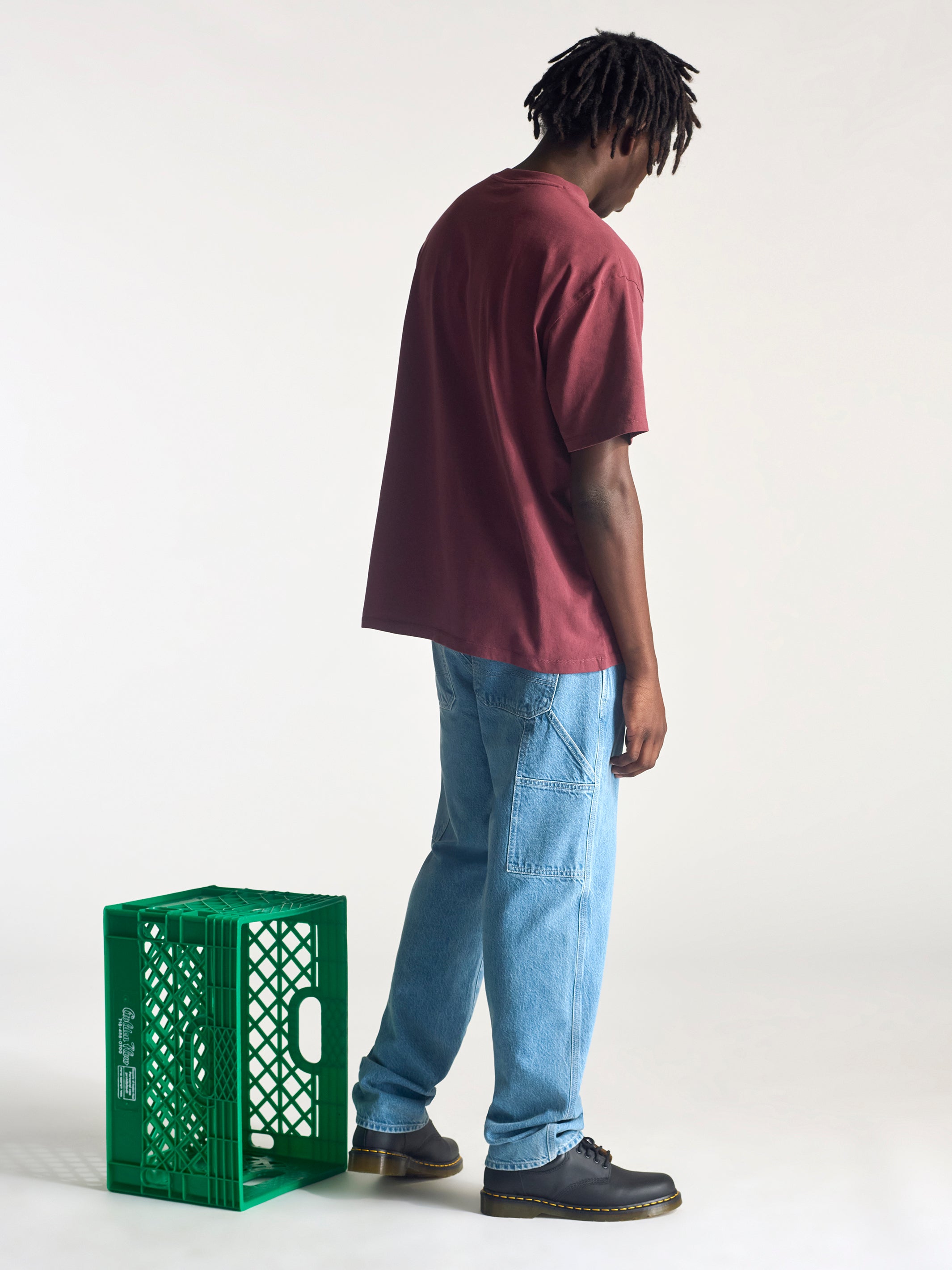 Men's Short Sleeve Pocket T-Shirt In Red Mahogany - BROOKLYN INDUSTRIES