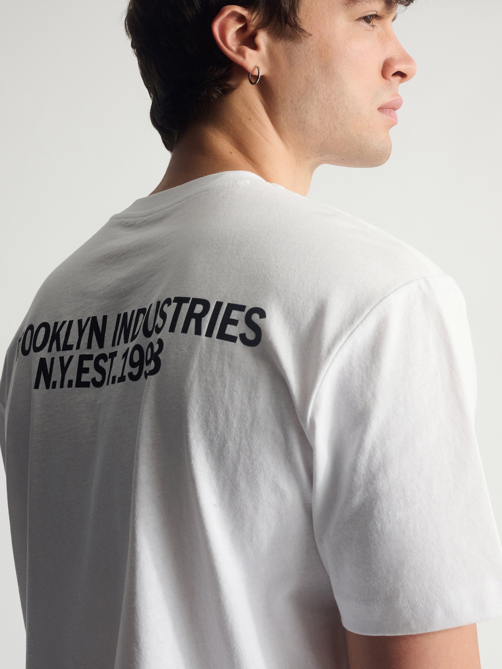 Men's Brooklyn Logo Cotton T-Shirt In White - BROOKLYN INDUSTRIES