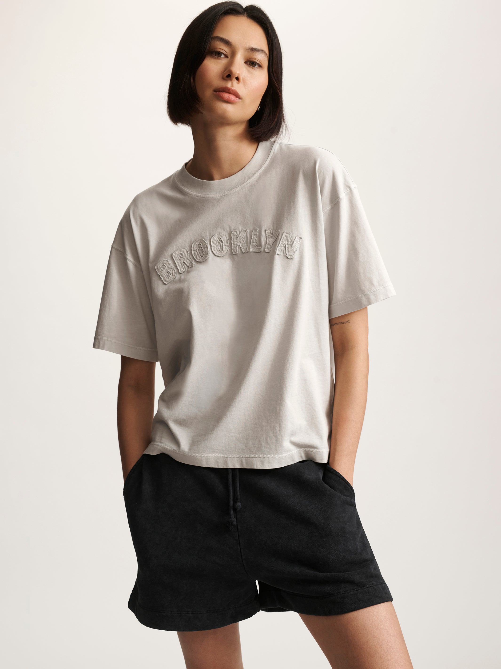 Women's Brooklyn Graphic T-Shirt In Oyster Mushroom - BROOKLYN INDUSTRIES