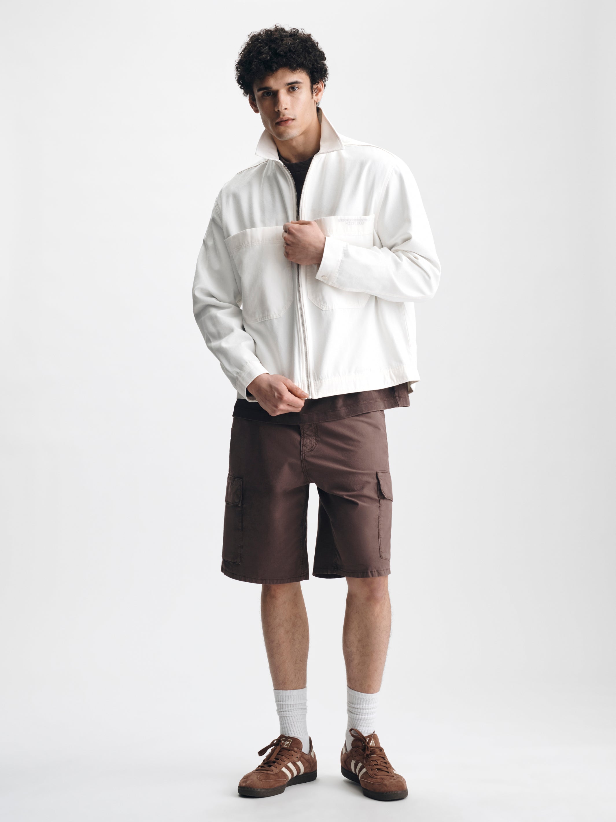Men's Oversized Utility Overshirt in Antique White