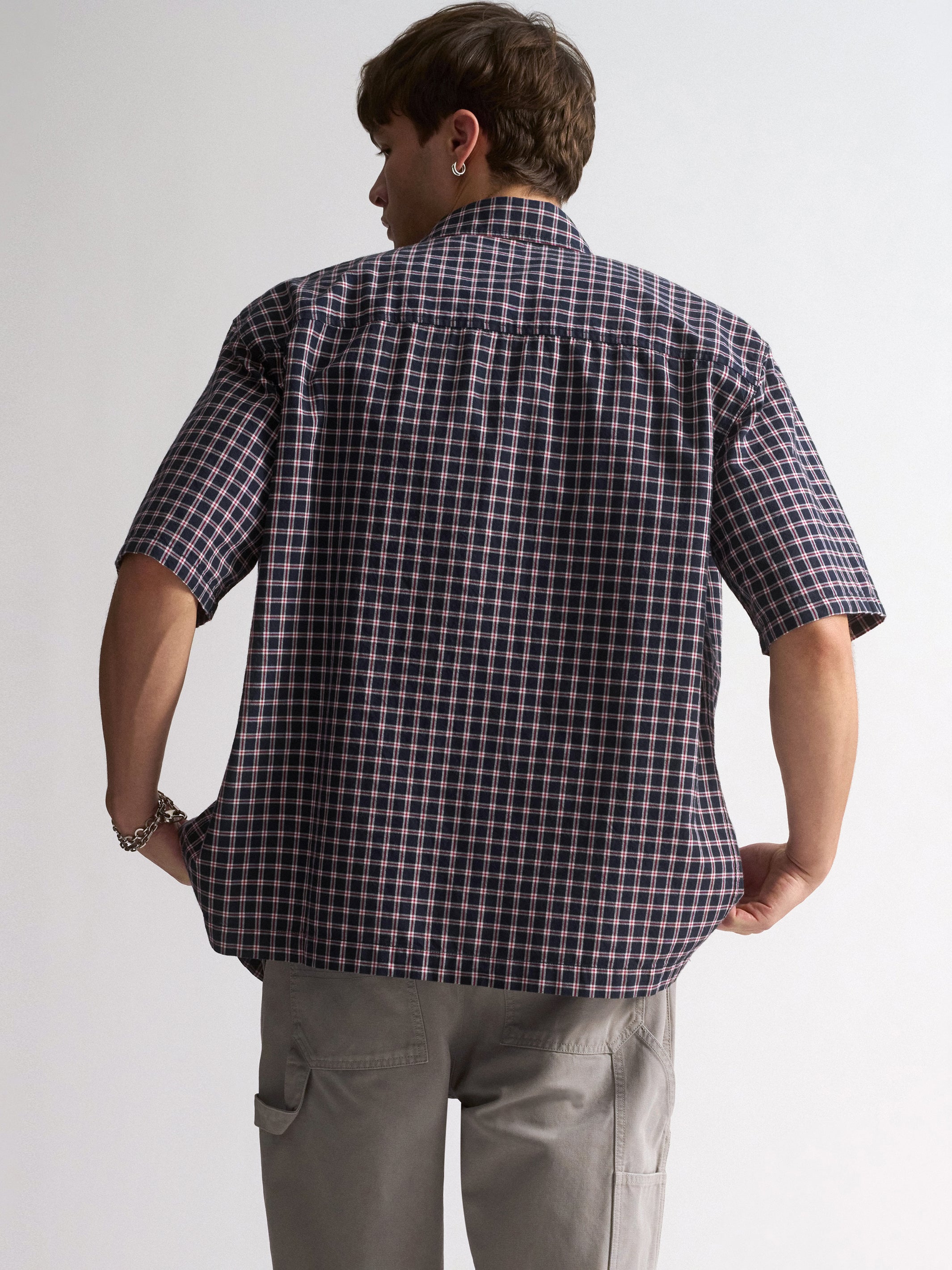 Men's Brooklyn Check Short Sleeve Shirt In Total Eclipse Check - BROOKLYN INDUSTRIES