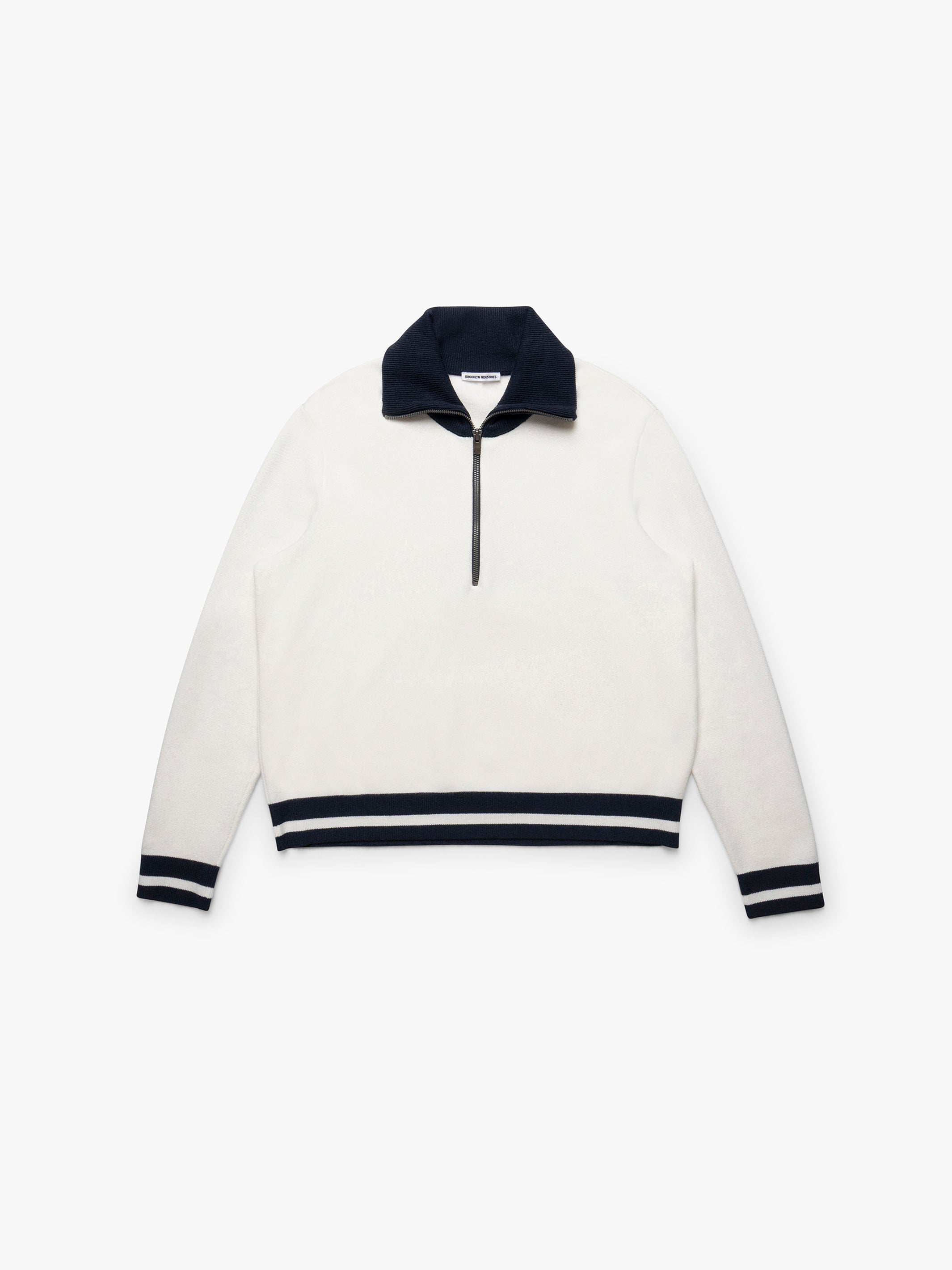 Women's Half Zip Sweater in Antique White - BROOKLYN INDUSTRIES