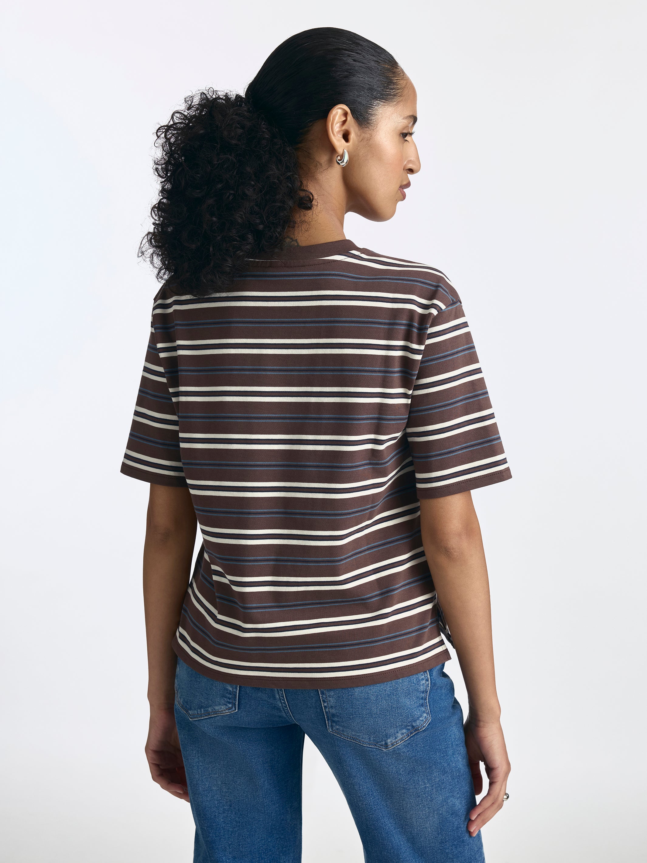 Women's Striped T-Shirt in Chocolate Martini Stripe - BROOKLYN INDUSTRIES
