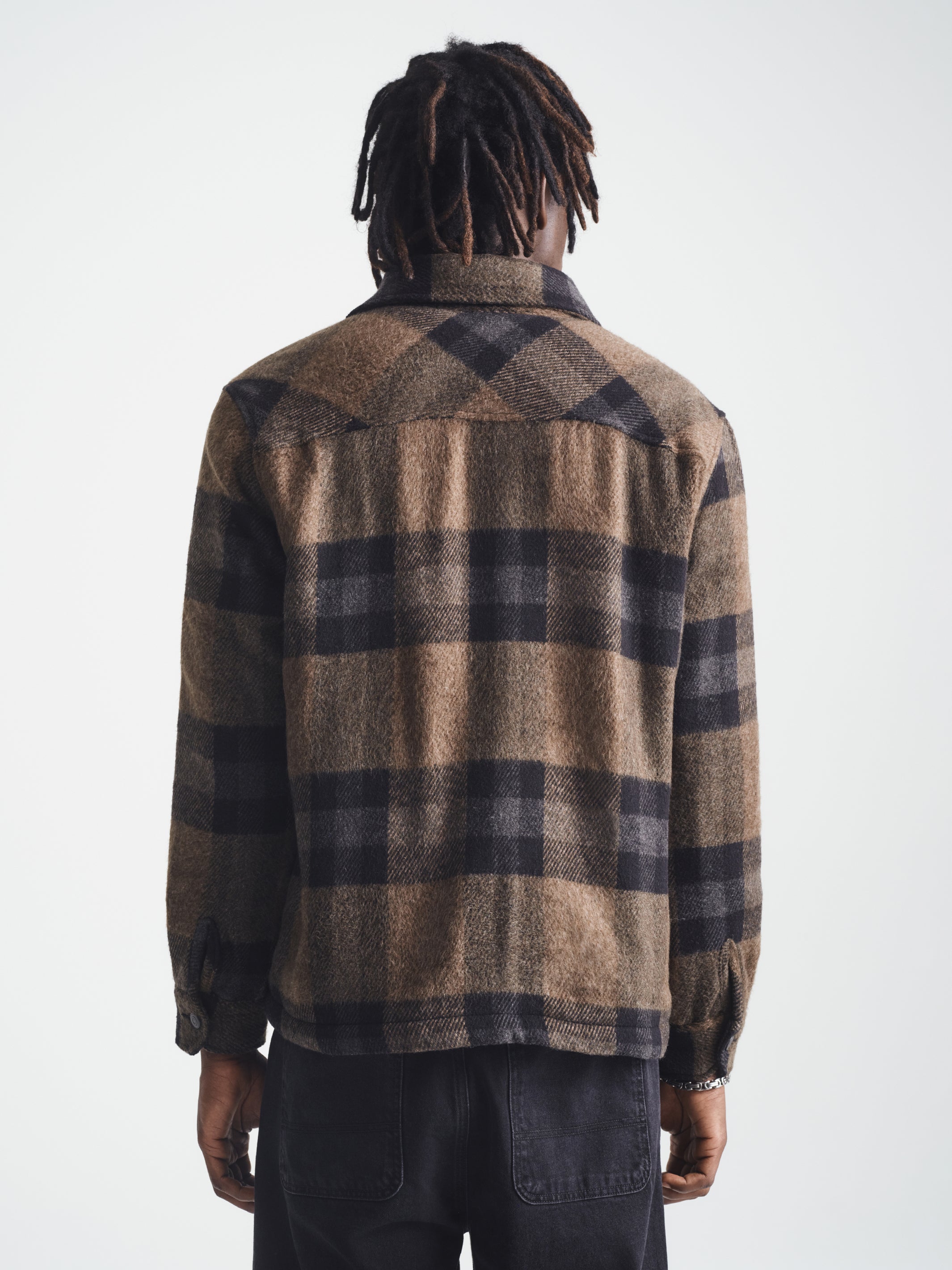 Men's Plaid Shacket in Black Check