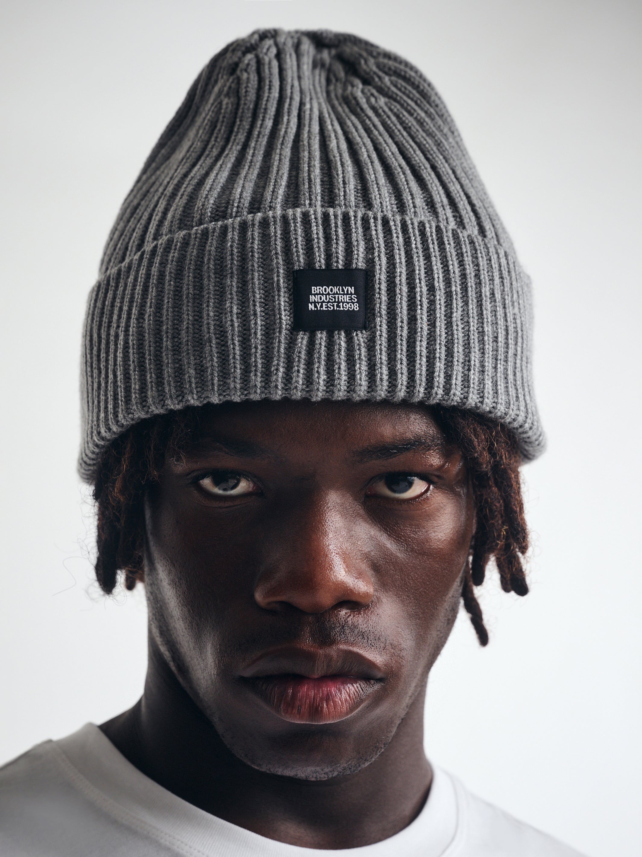 BKI Beanie in Light Grey Melange - BROOKLYN INDUSTRIES