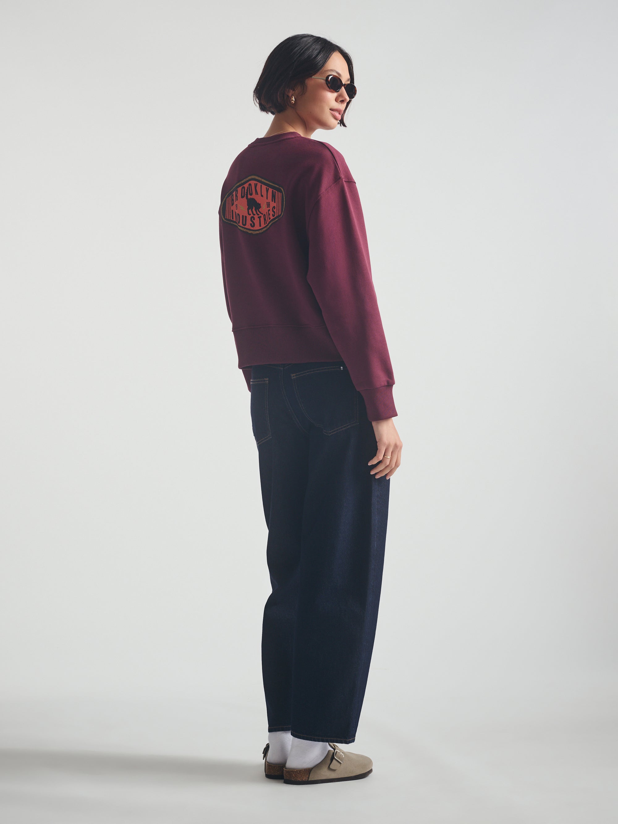 Women's Brooklyn Cat Sweatshirt in Windsor Wine - BROOKLYN INDUSTRIES