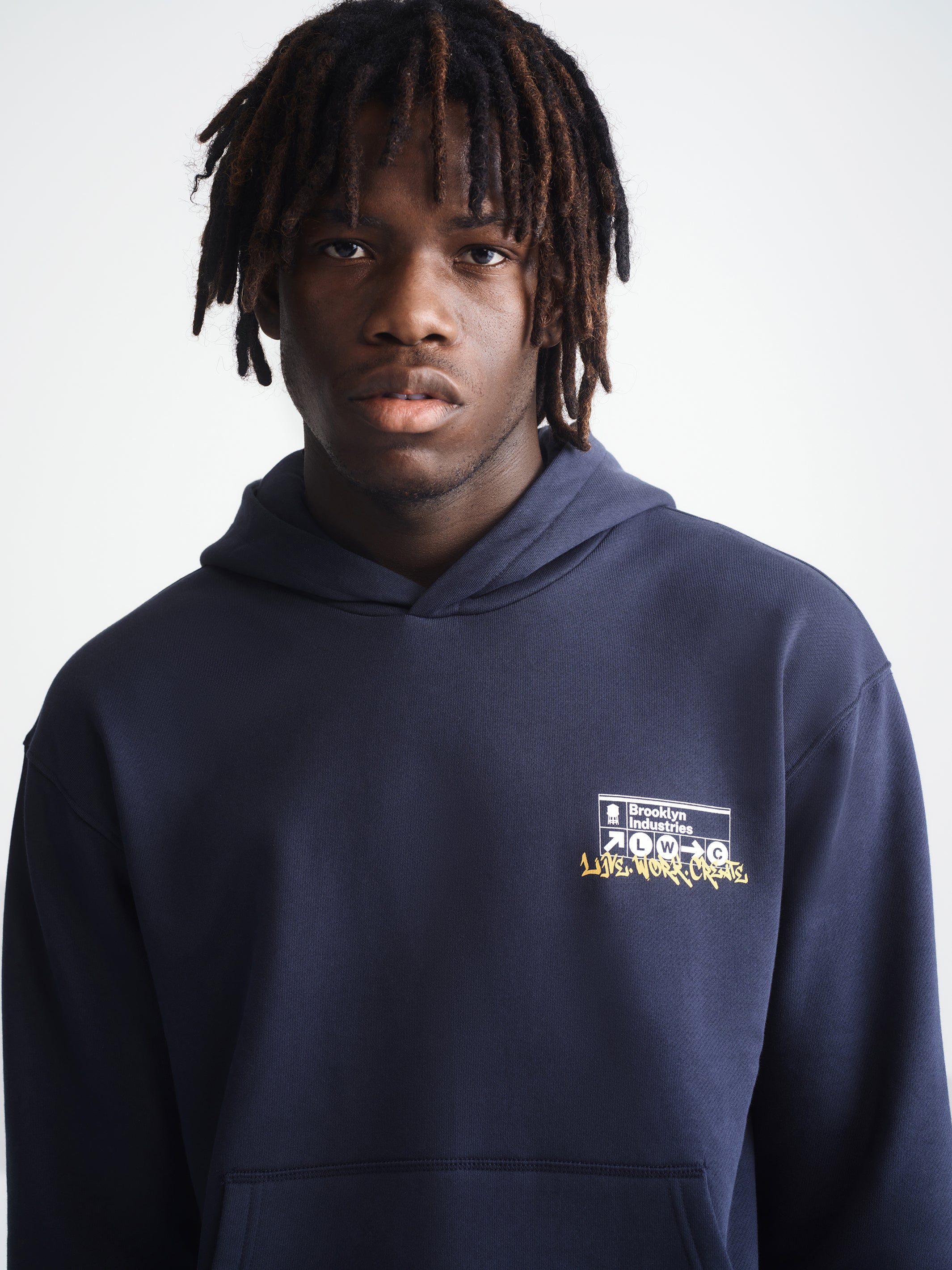 Men's Brooklyn Subway Hoodie in Blueberry - BROOKLYN INDUSTRIES