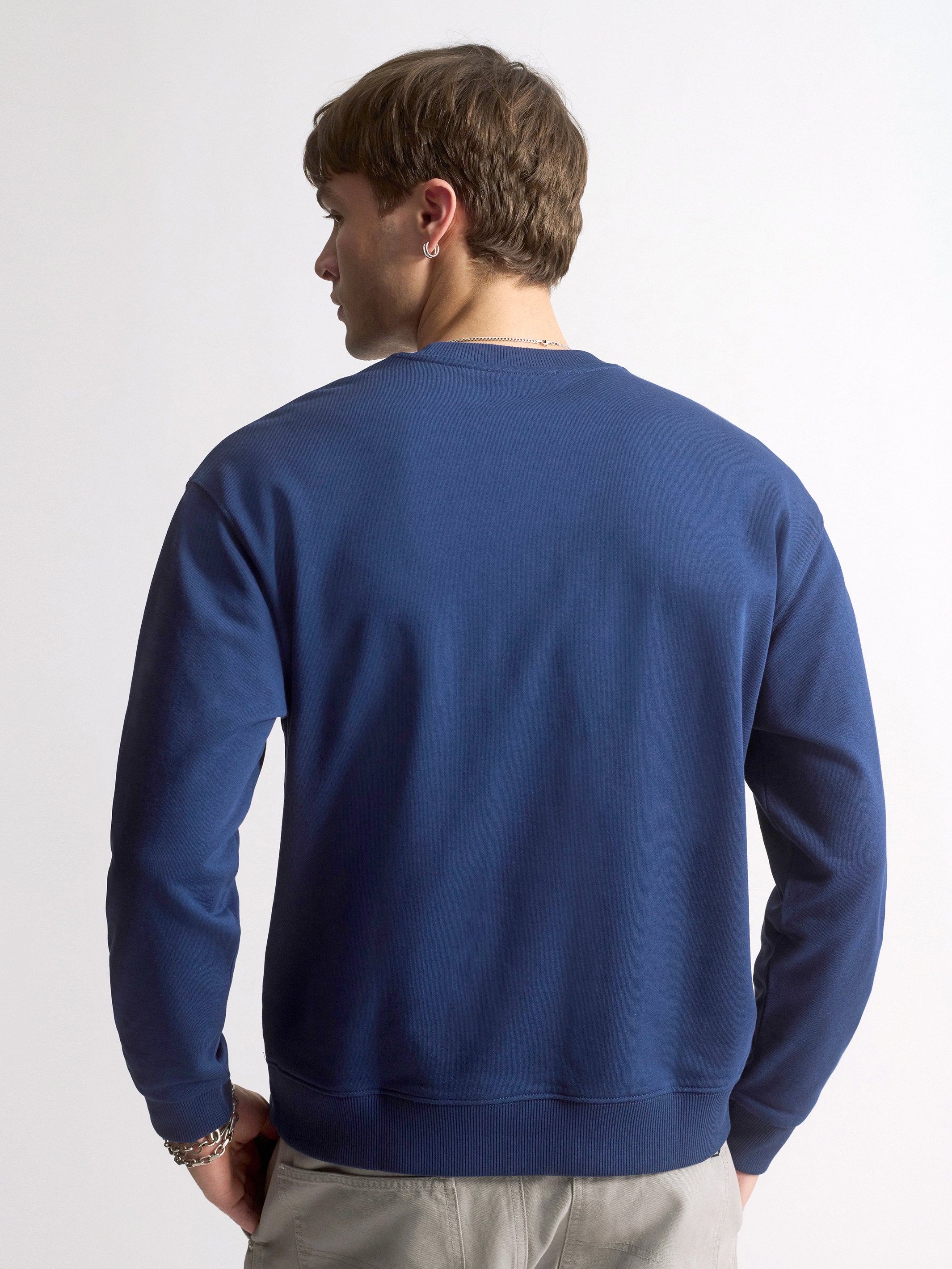 Men's Brooklyn Logo Crew Neck Sweatshirt In Medieval Blue - BROOKLYN INDUSTRIES