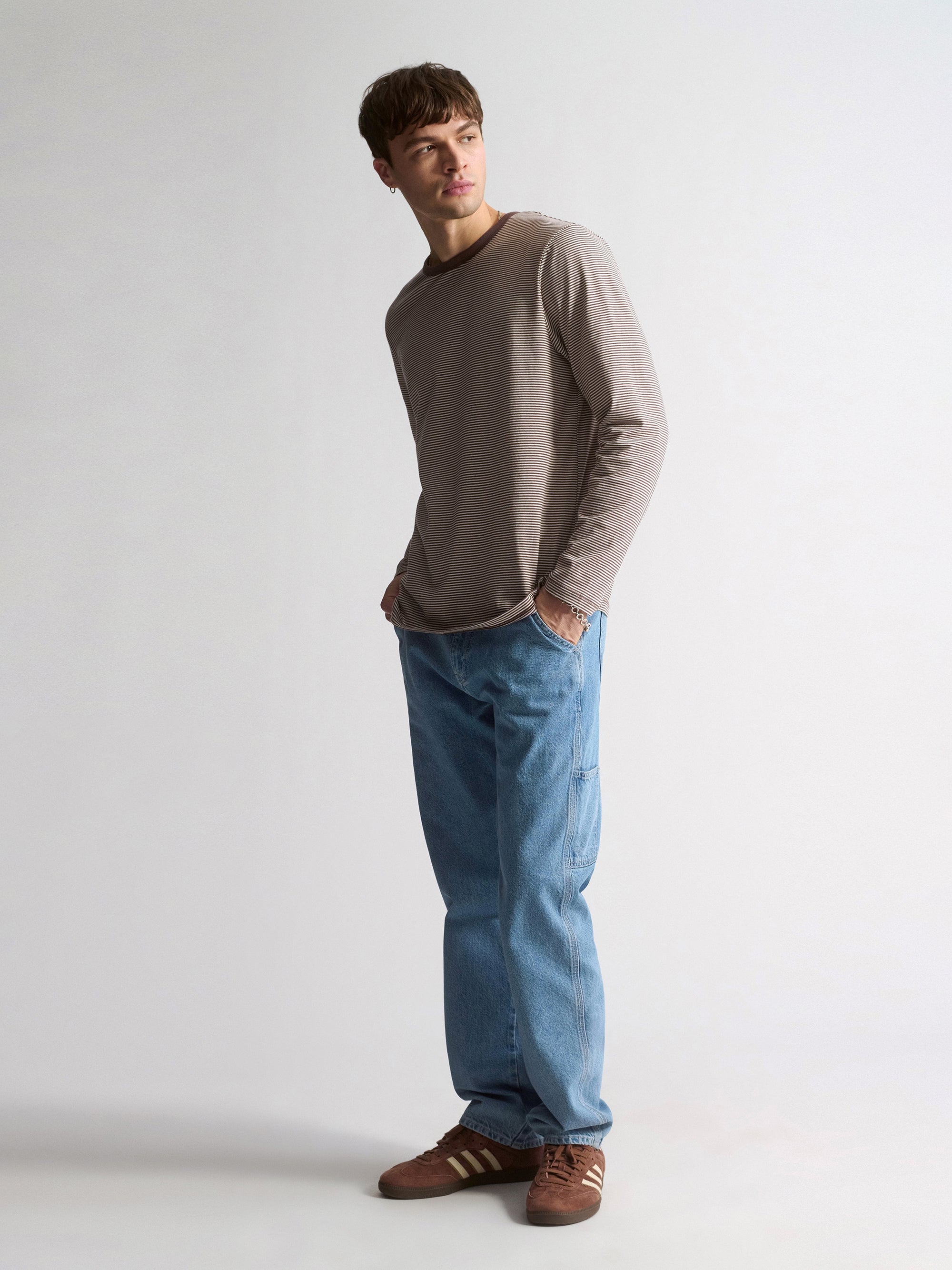 Men's Brooklyn Striped Long Sleeve T-Shirt In Chocolate Martini Stripe - BROOKLYN INDUSTRIES