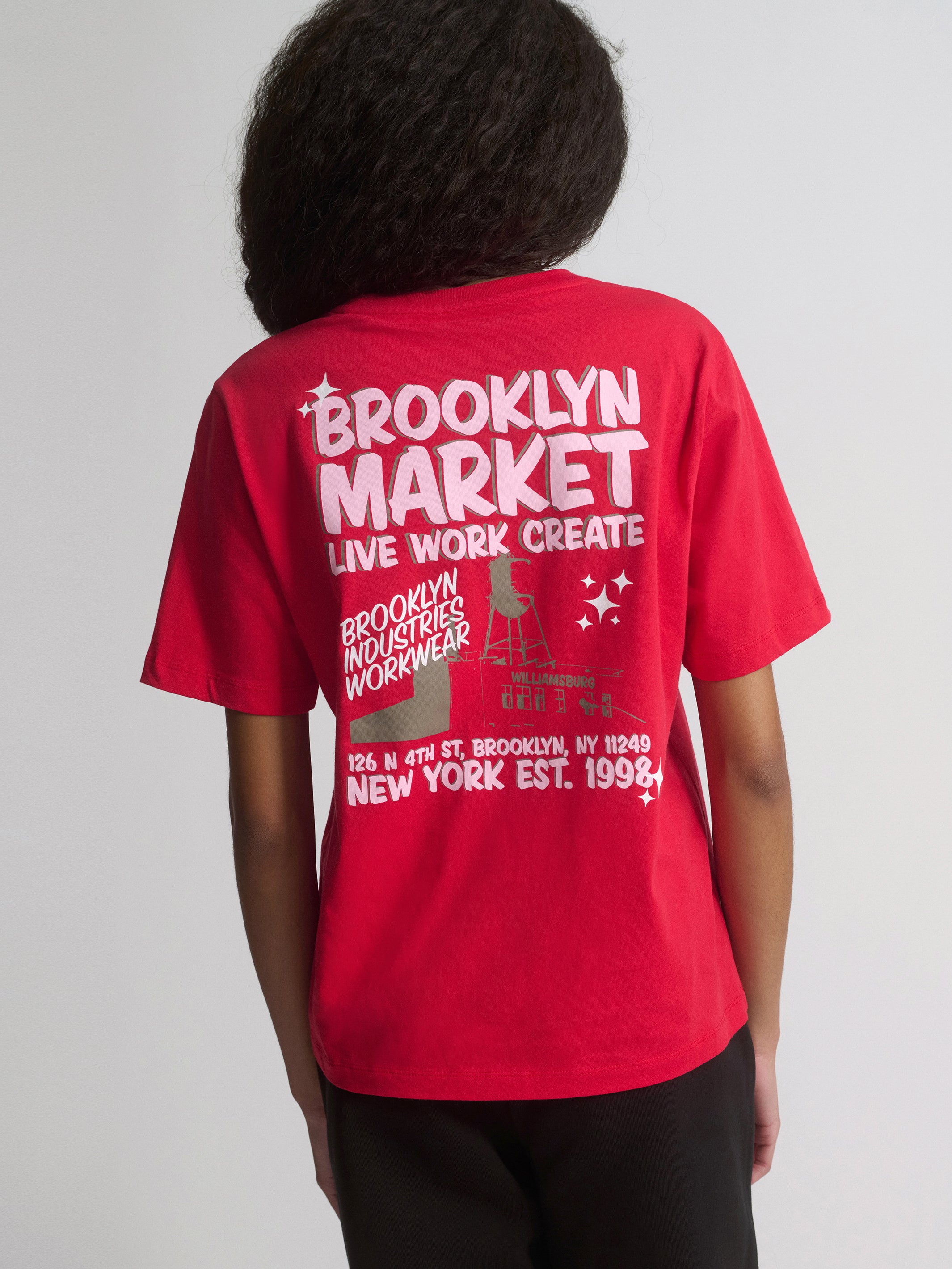 Women's Brooklyn Market T-Shirt In True Red - BROOKLYN INDUSTRIES