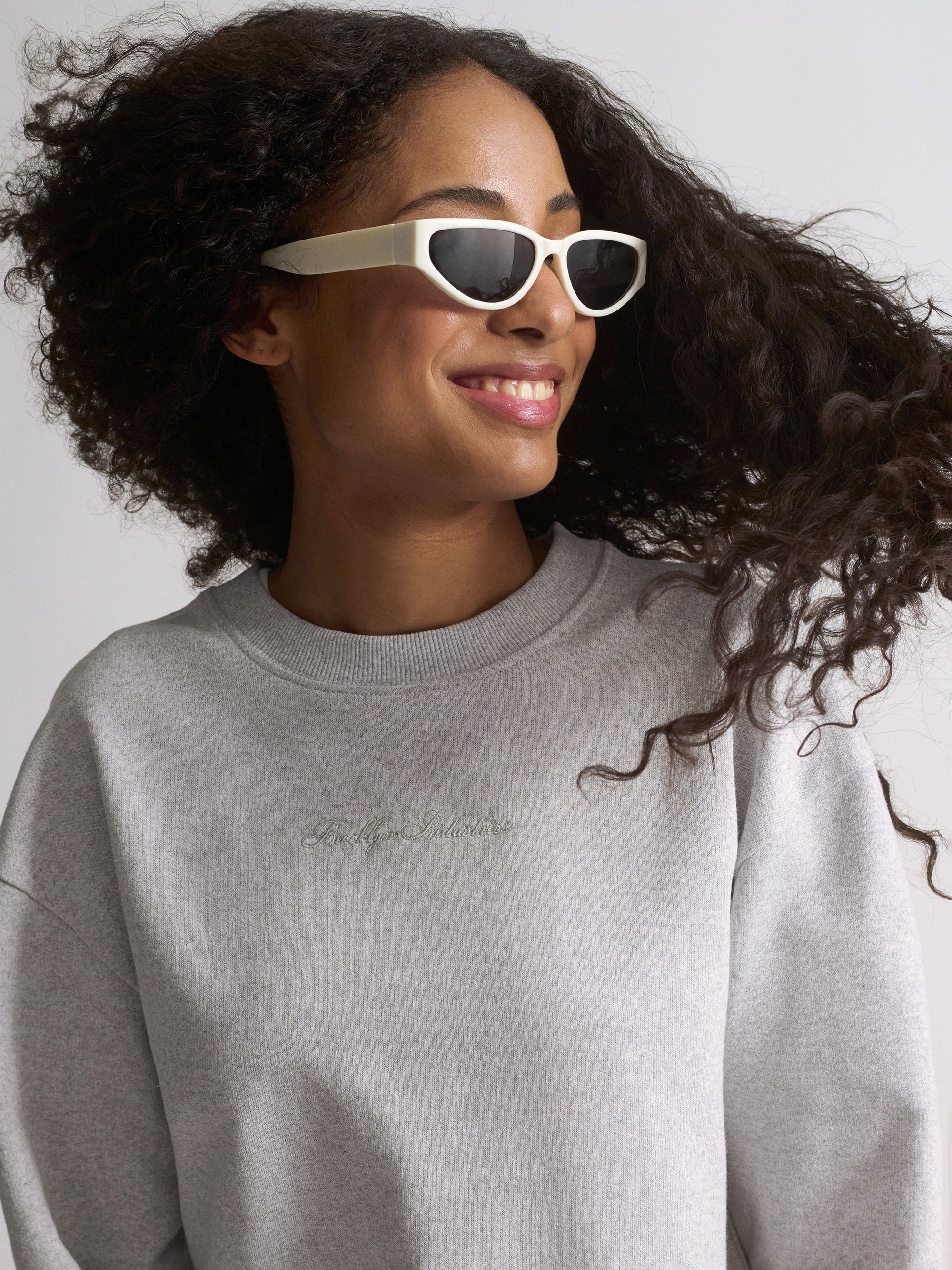 Women's Brooklyn Crop Sweatshirt In Light Grey Melange - BROOKLYN INDUSTRIES