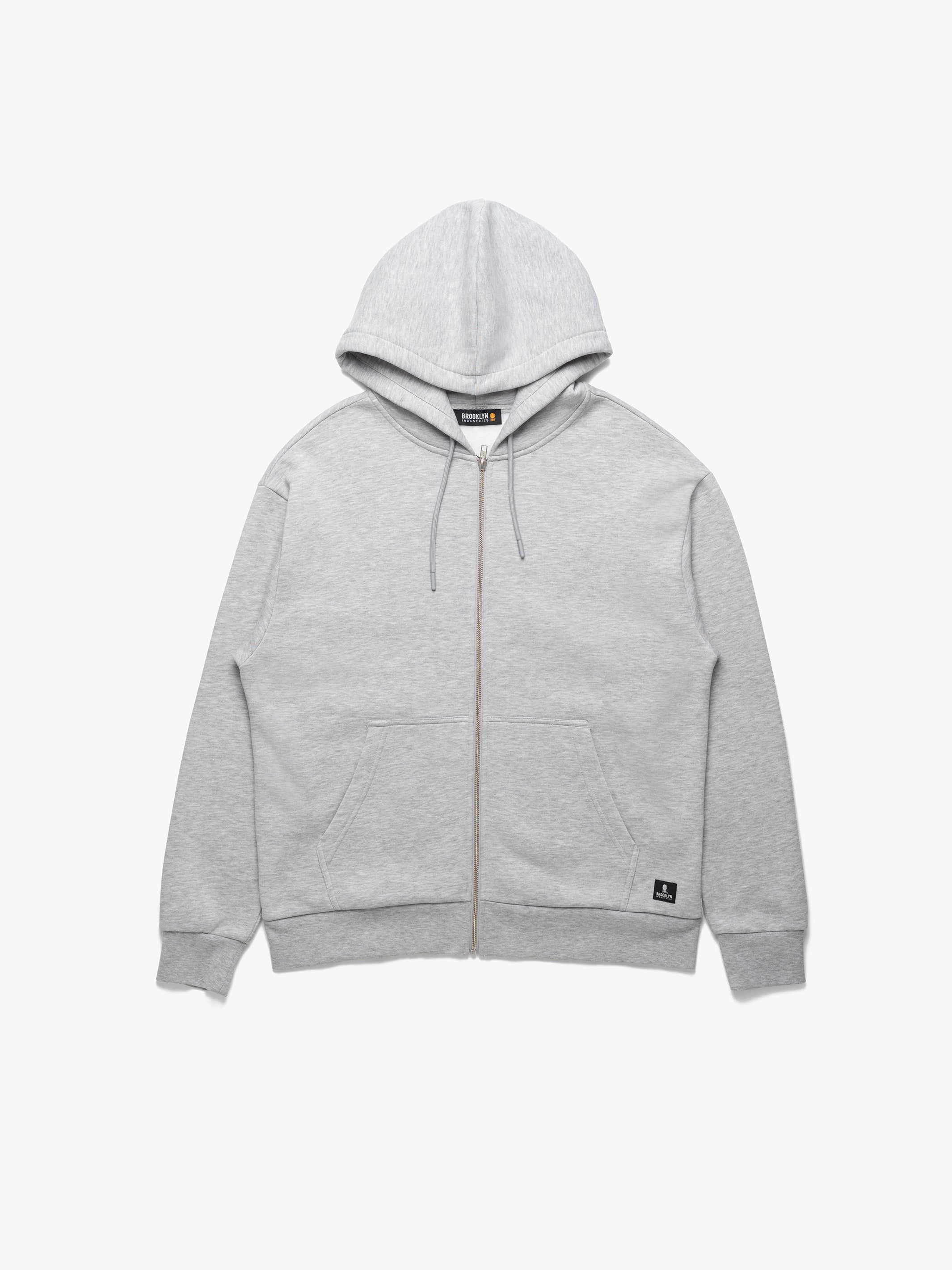Men's Montrose Zip Up Hooded Sweatshirt In Grey Melange - BROOKLYN INDUSTRIES