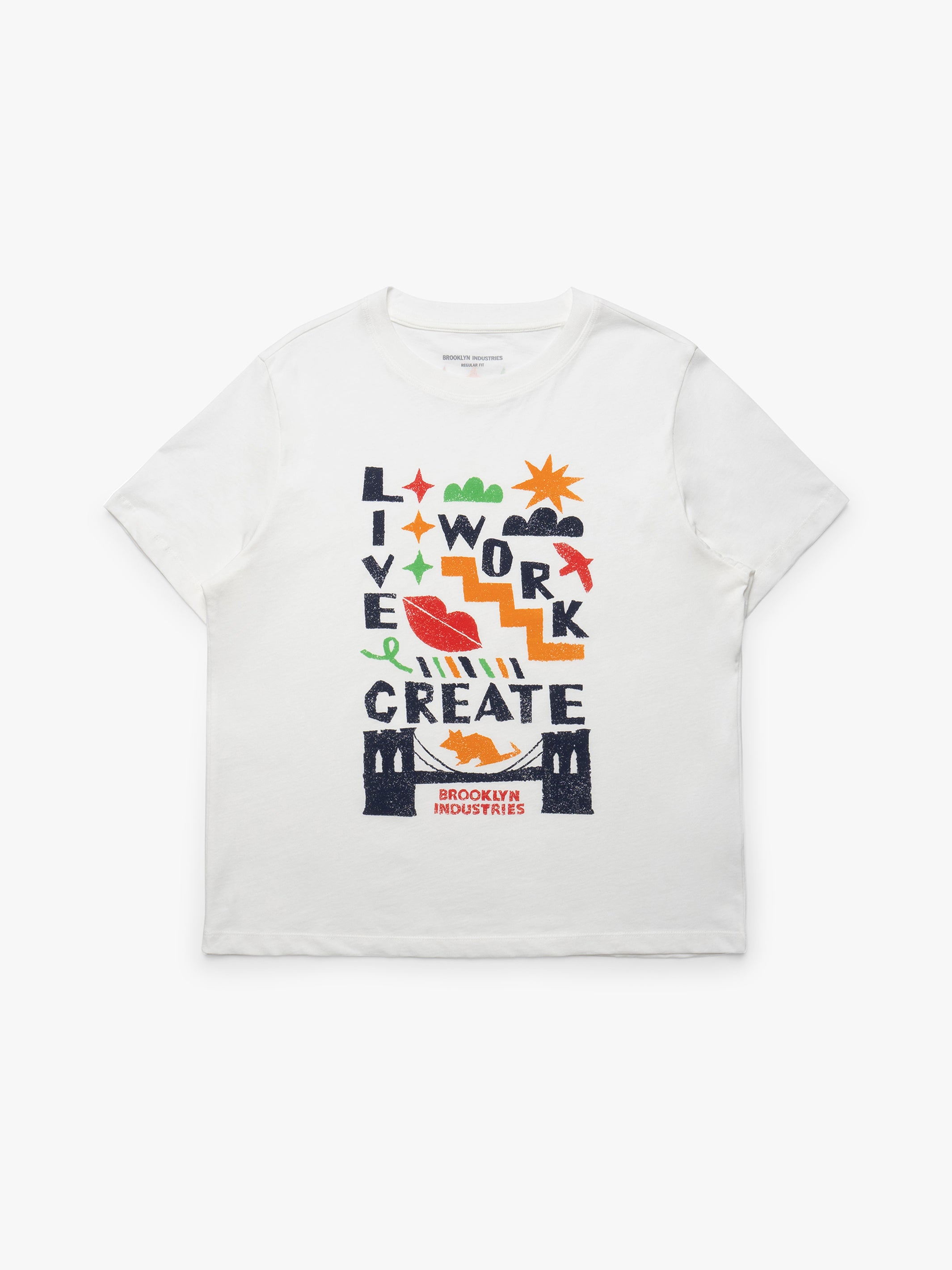 Women's Brooklyn Live Work Create T-Shirt in Antique White - BROOKLYN INDUSTRIES