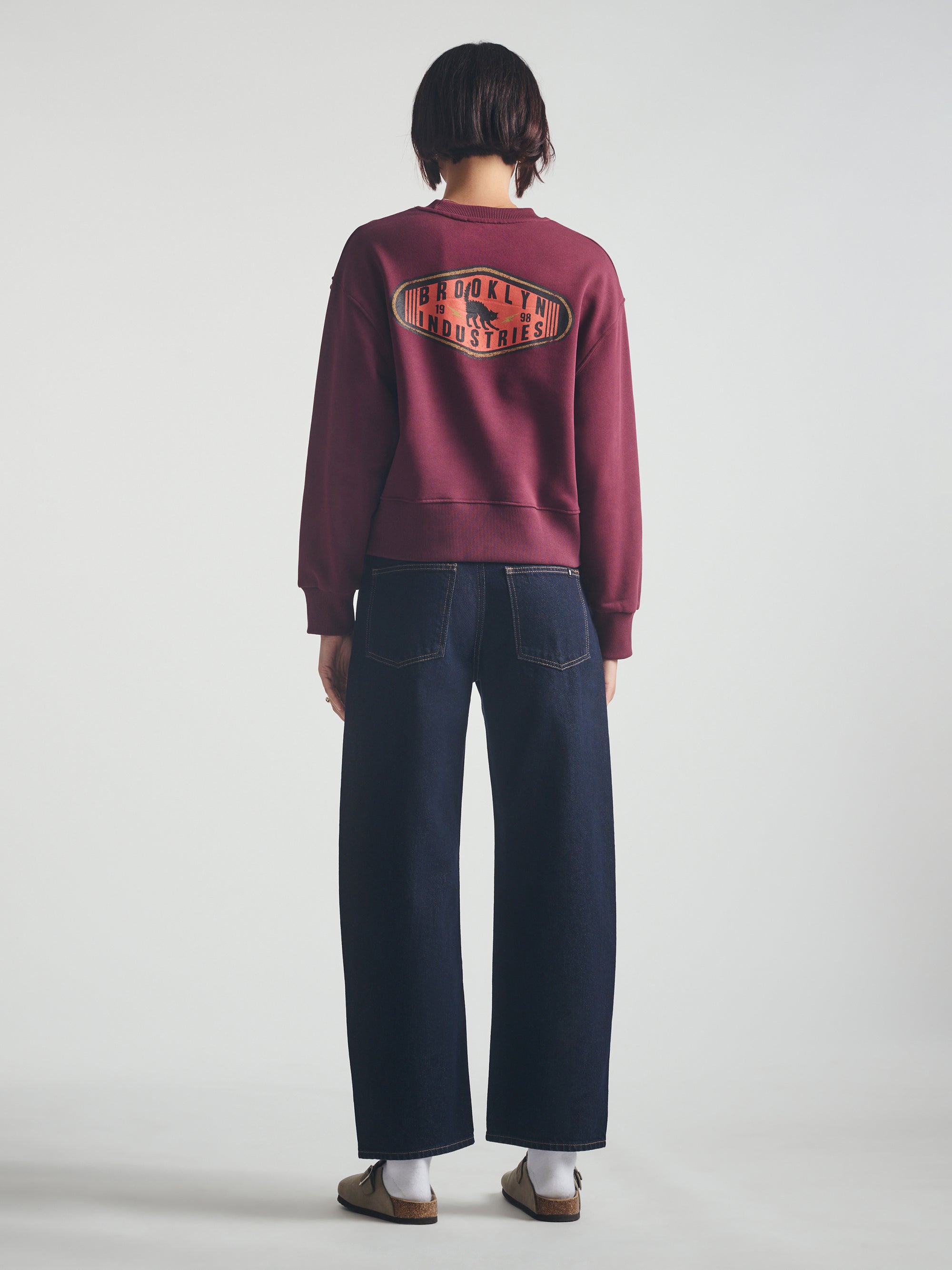 Women's Brooklyn Cat Sweatshirt in Windsor Wine - BROOKLYN INDUSTRIES