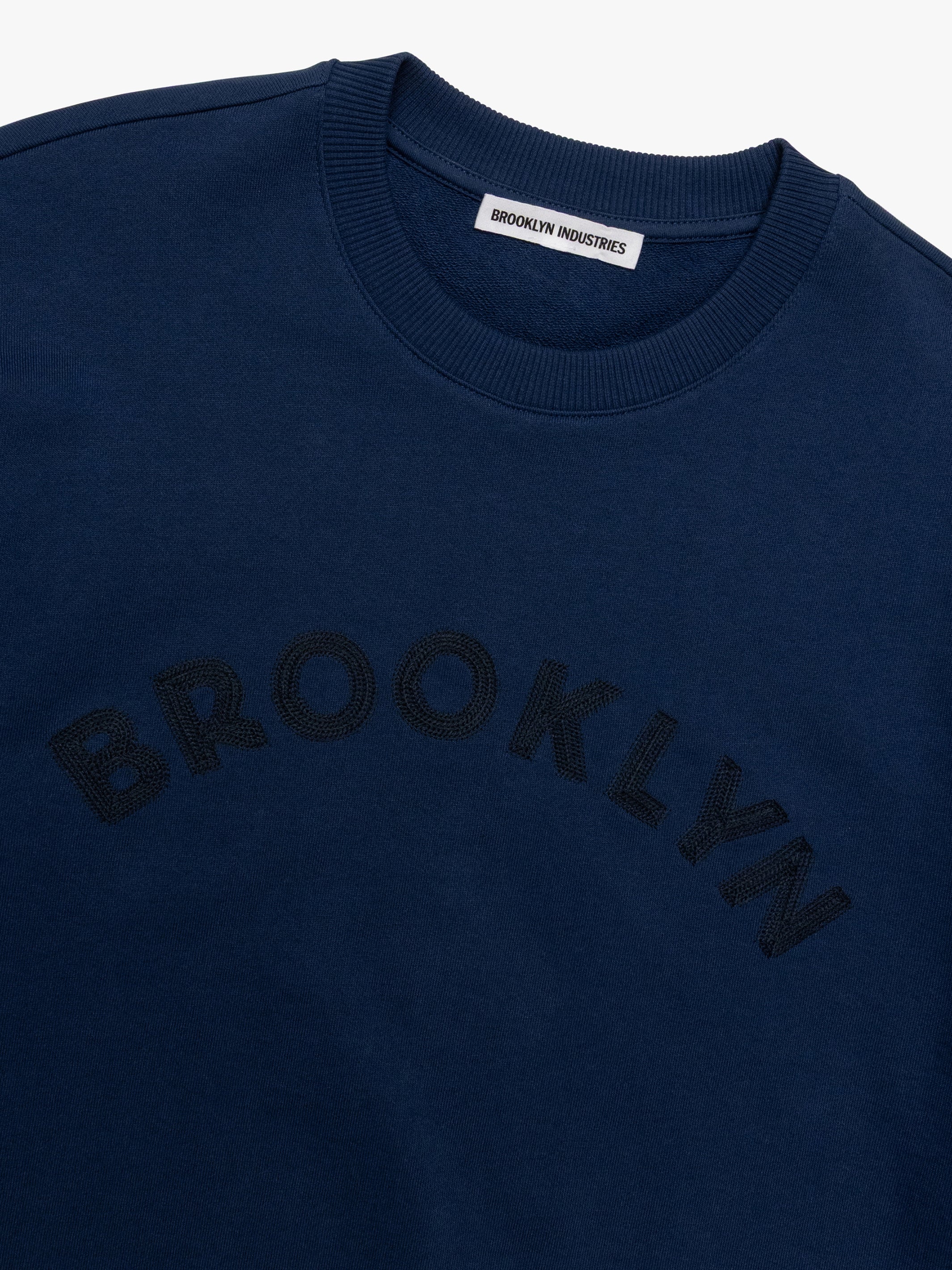 Men's Brooklyn Logo Crew Neck Sweatshirt In Medieval Blue - BROOKLYN INDUSTRIES