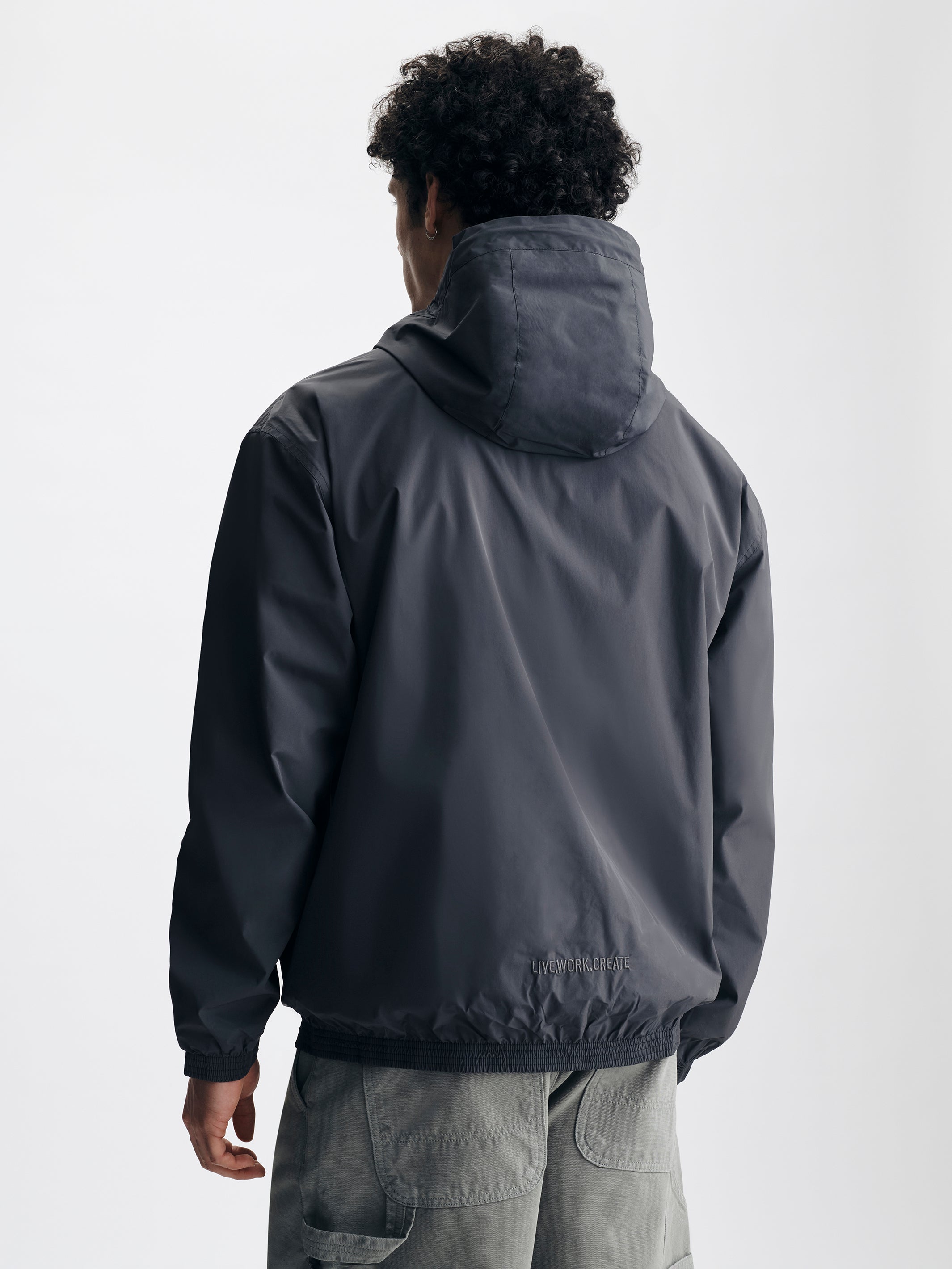 Men's Oversized Hooded Jacket in Black Sand