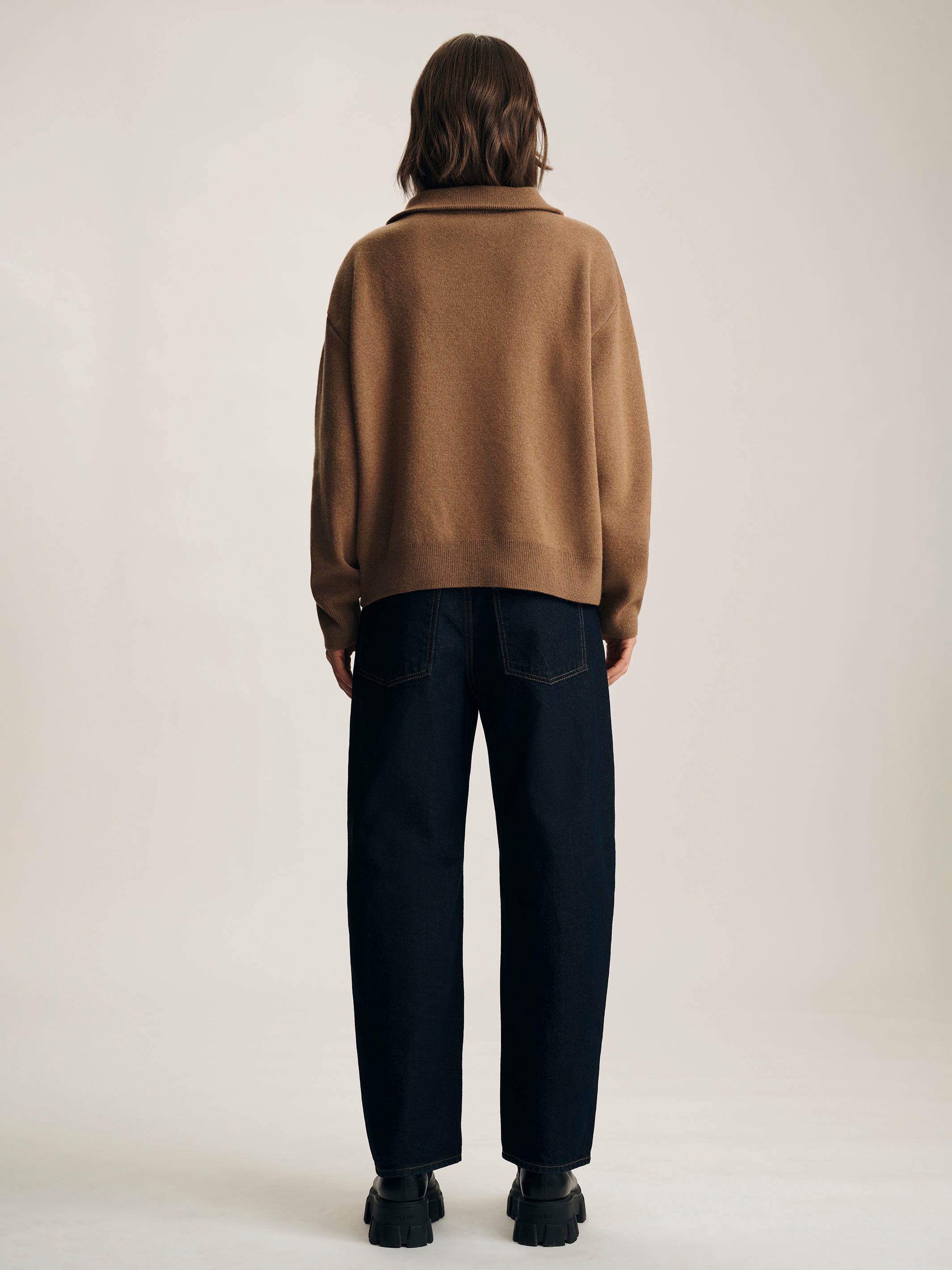 Women's Half Zip Waffle Sweater in Kelp - BROOKLYN INDUSTRIES