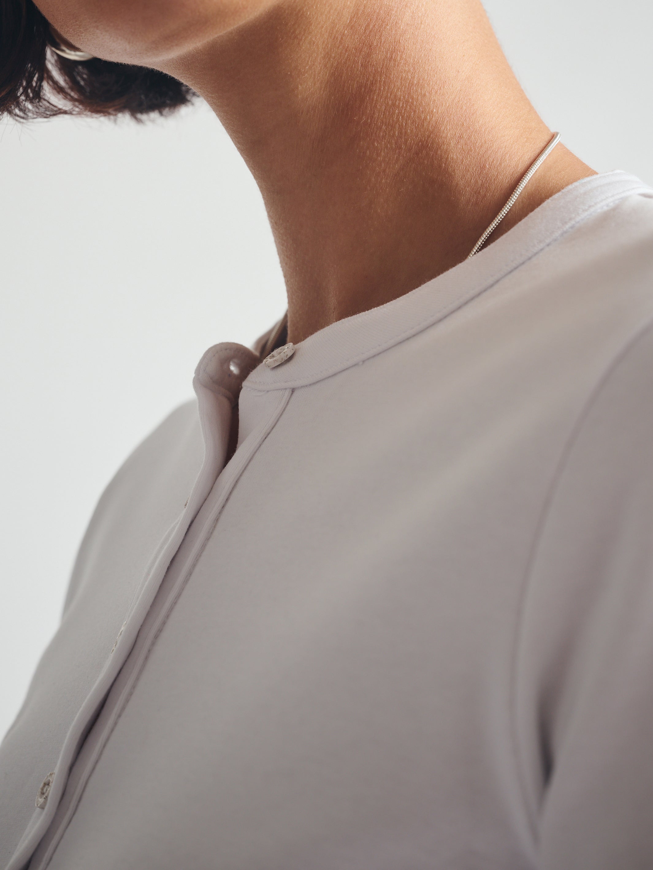 Women's Cropped Henley T-Shirt in White - BROOKLYN INDUSTRIES