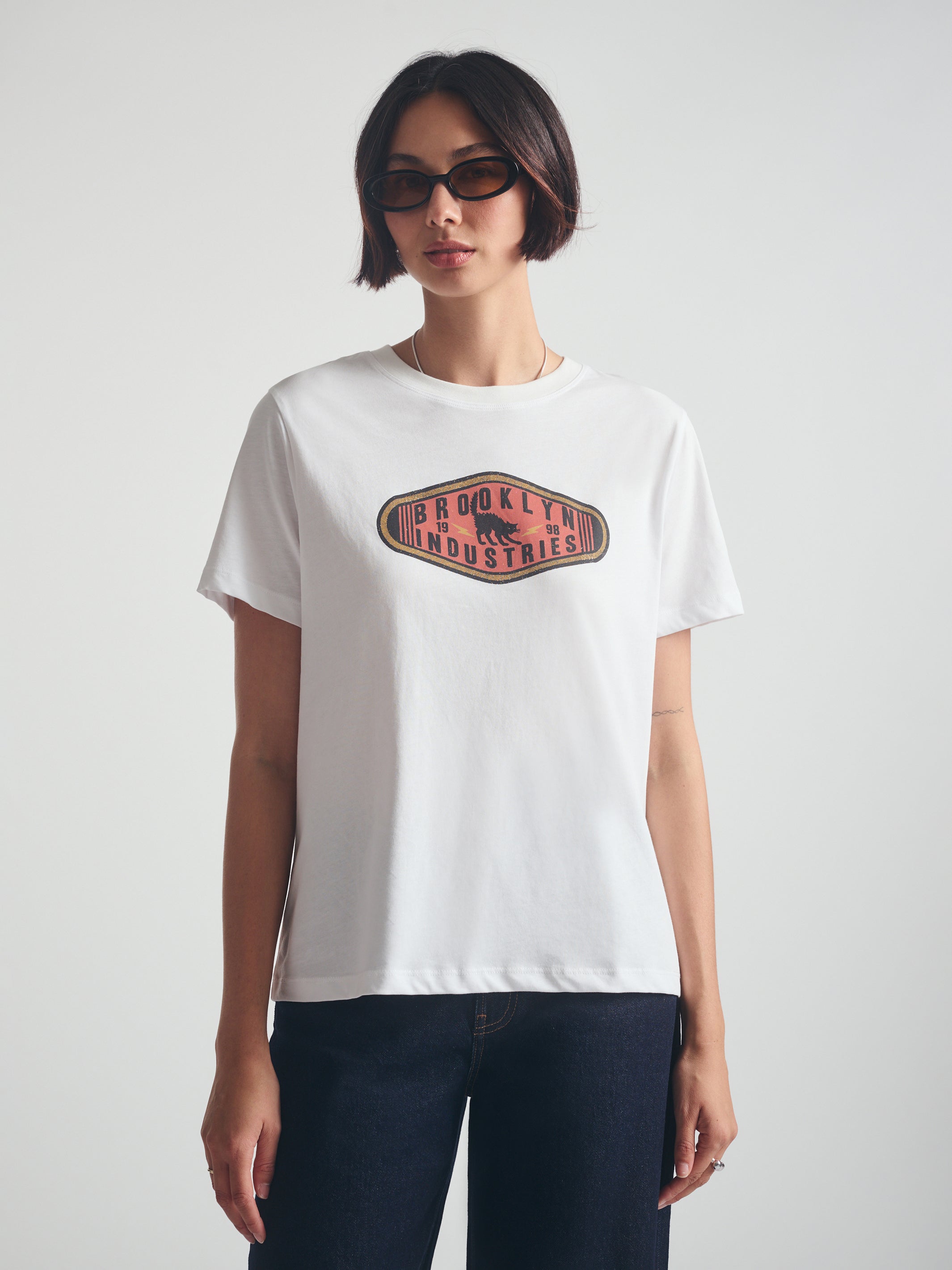 Women's Brooklyn Cat T-Shirt in White - BROOKLYN INDUSTRIES