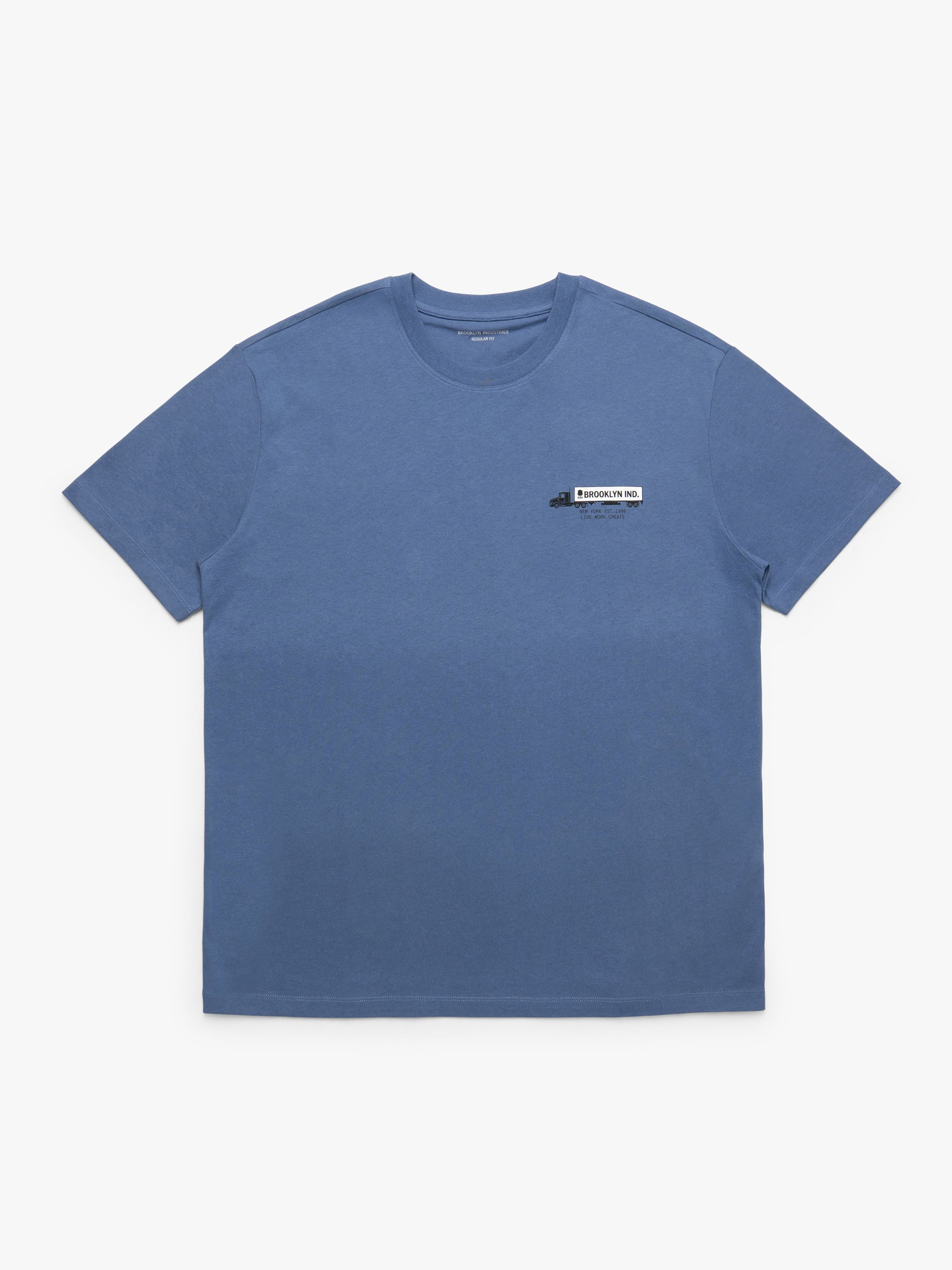 Men's Brooklyn Logo Cotton T-Shirt In Bijou Blue - BROOKLYN INDUSTRIES