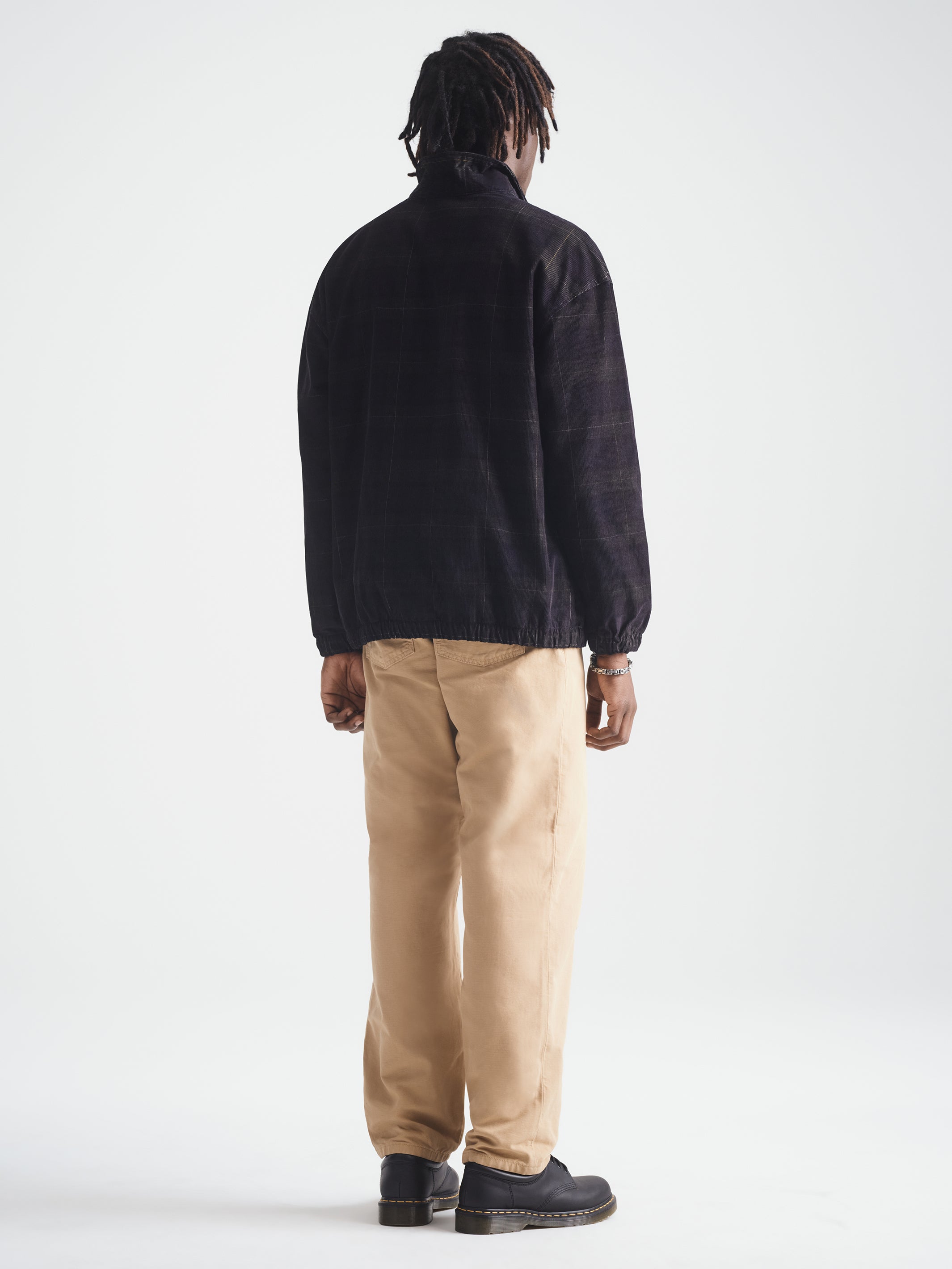 Men's Brooklyn Half Zip Plaid Overshirt in Black Iris Check