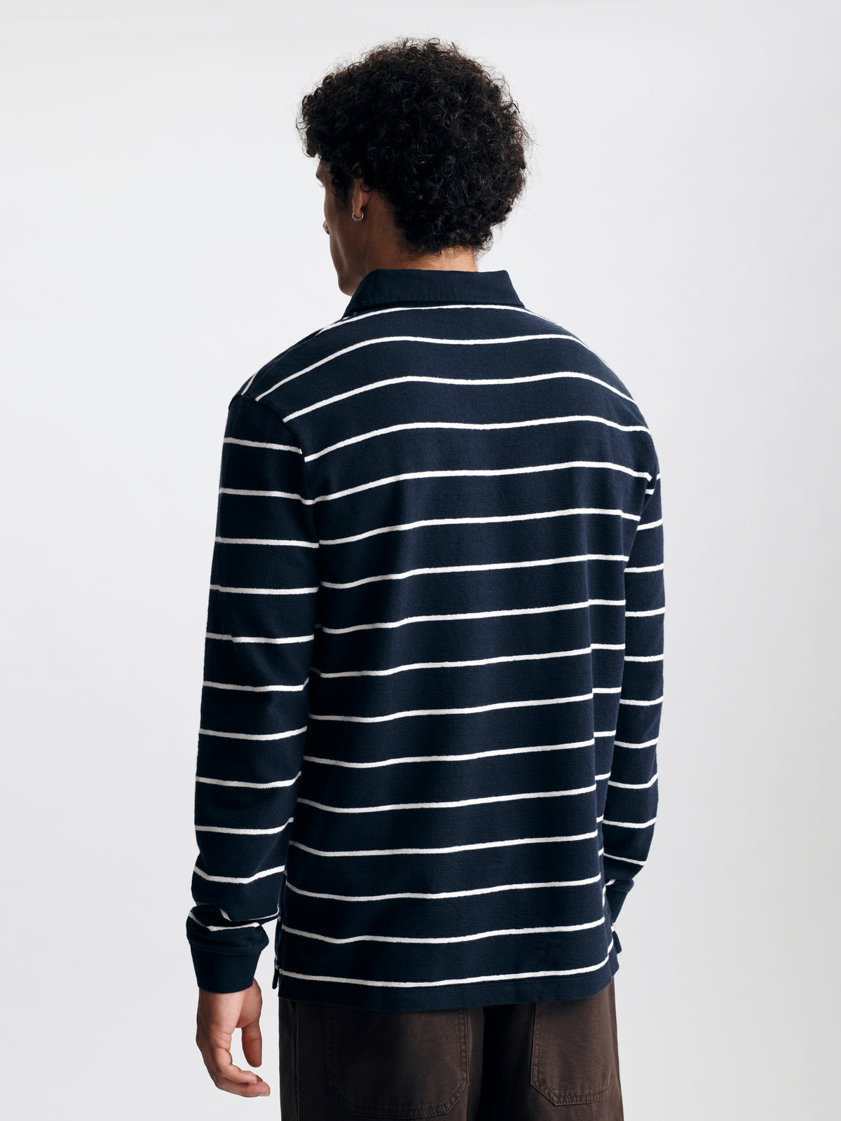 Men's Long Sleeve Polo T-Shirt in Navy - BROOKLYN INDUSTRIES
