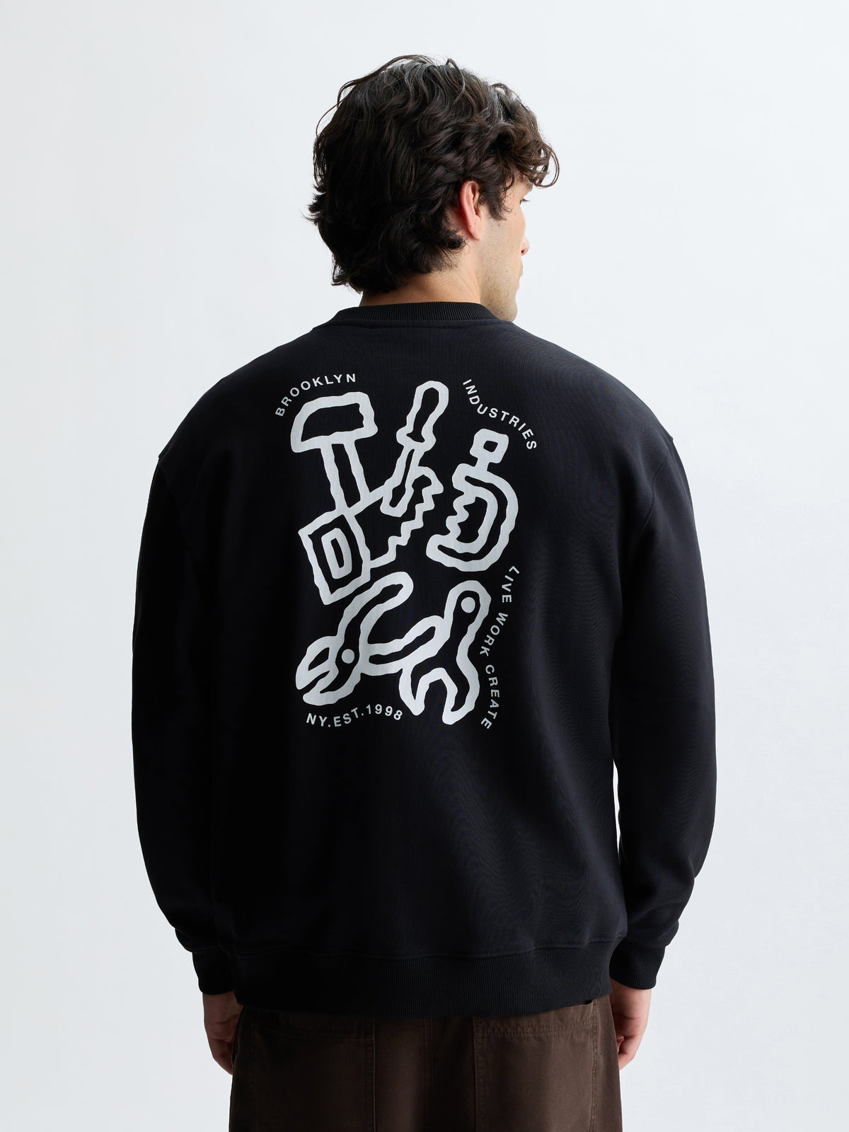 Men's Tools Crew Neck Sweatshirt in Black - BROOKLYN INDUSTRIES