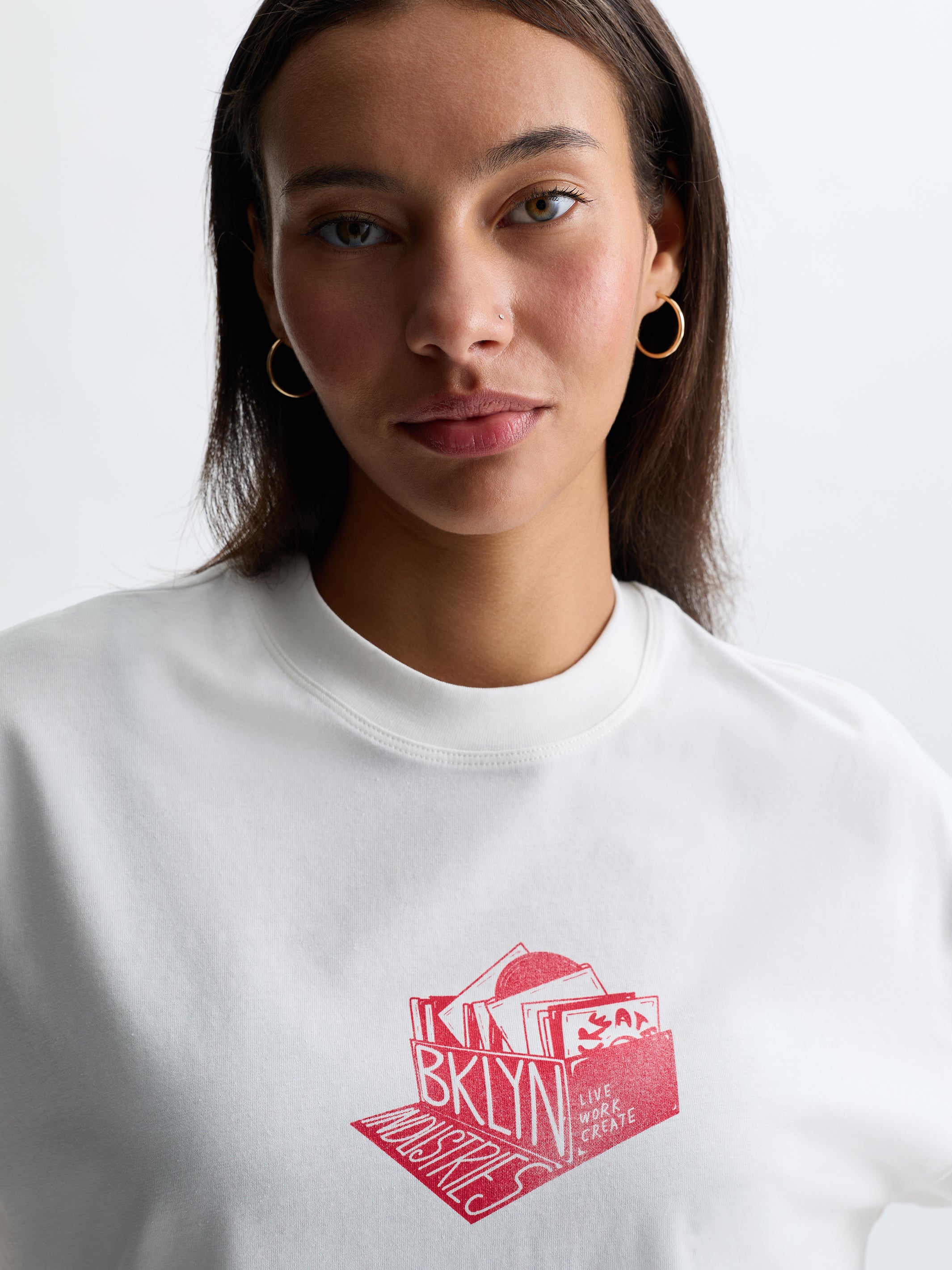 Women's BKLYN Records T-Shirt in White - BROOKLYN INDUSTRIES