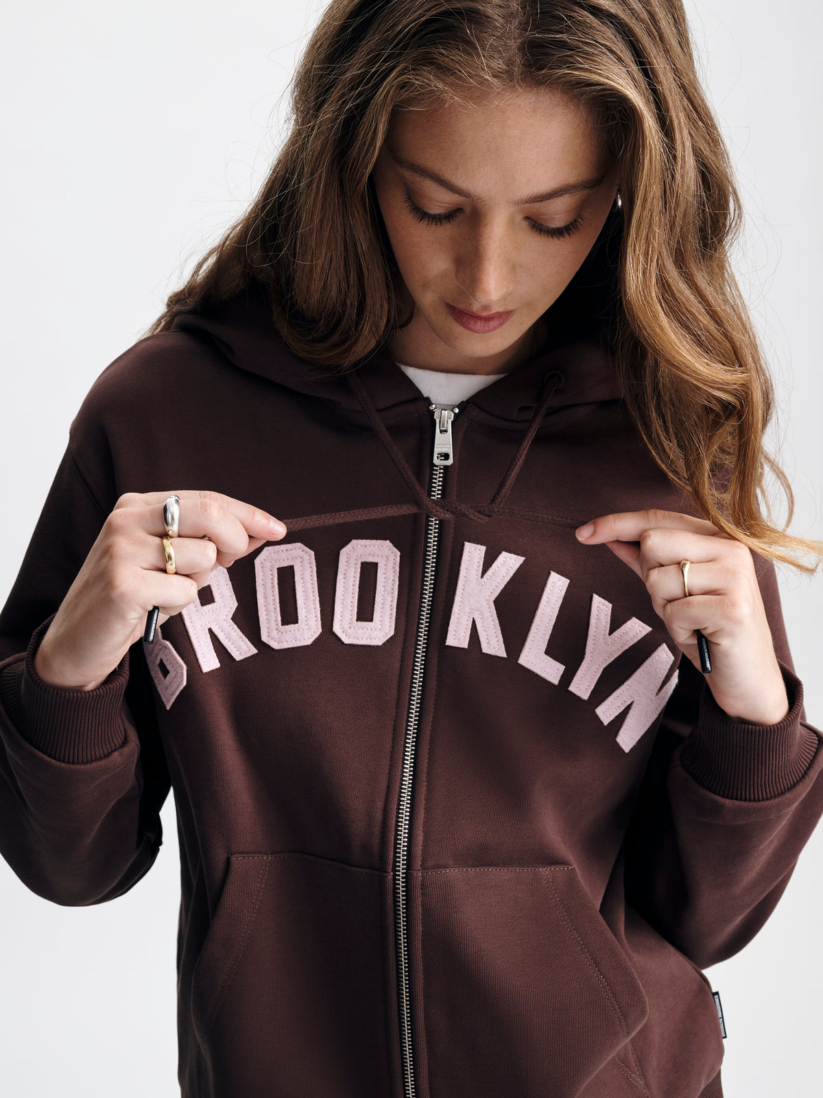 Women's Brooklyn Zip-Up Hoodie in Chicory Coffee - BROOKLYN INDUSTRIES