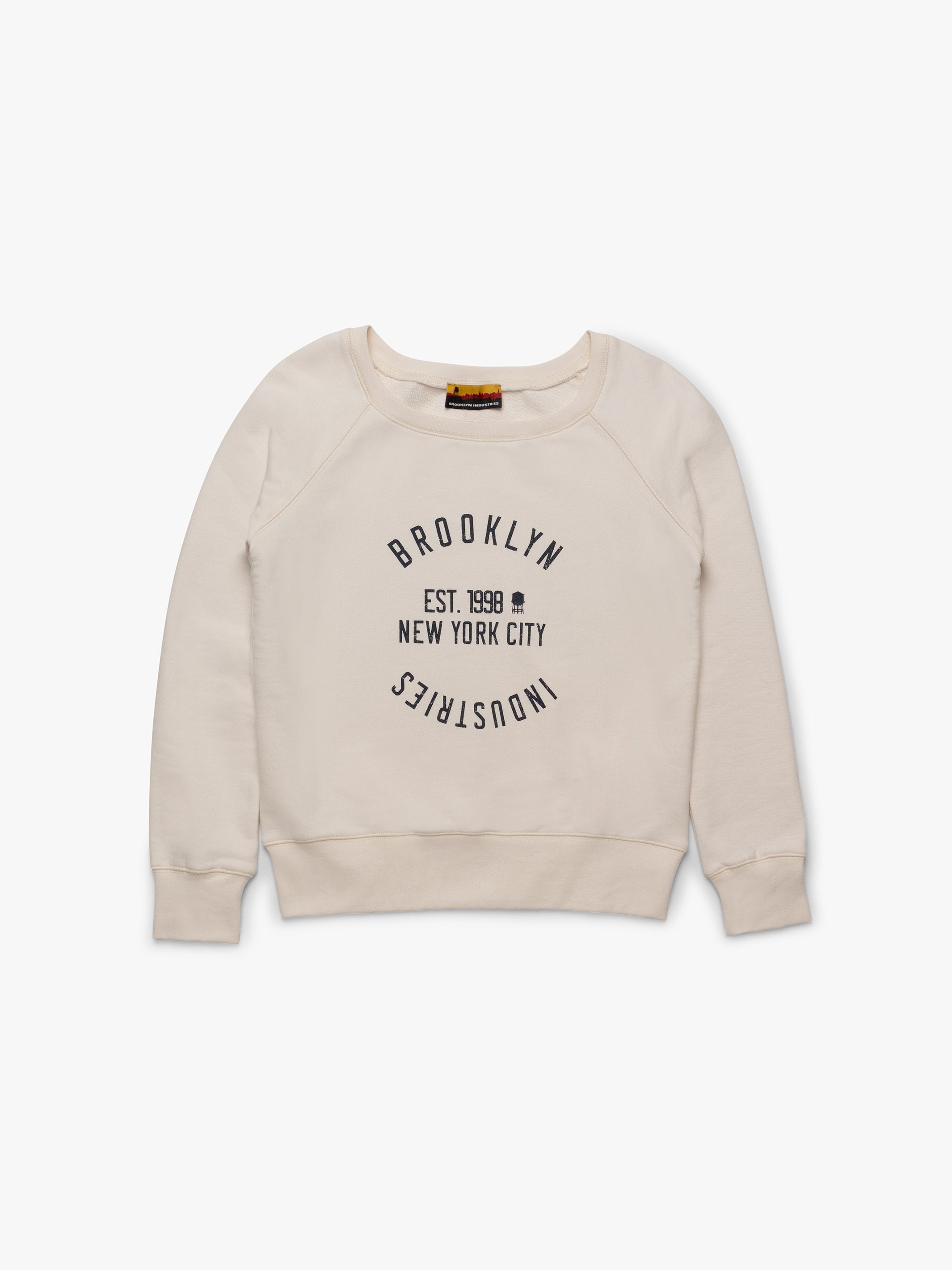 Women's Scoop Neck Sweatshirt in White - BROOKLYN INDUSTRIES