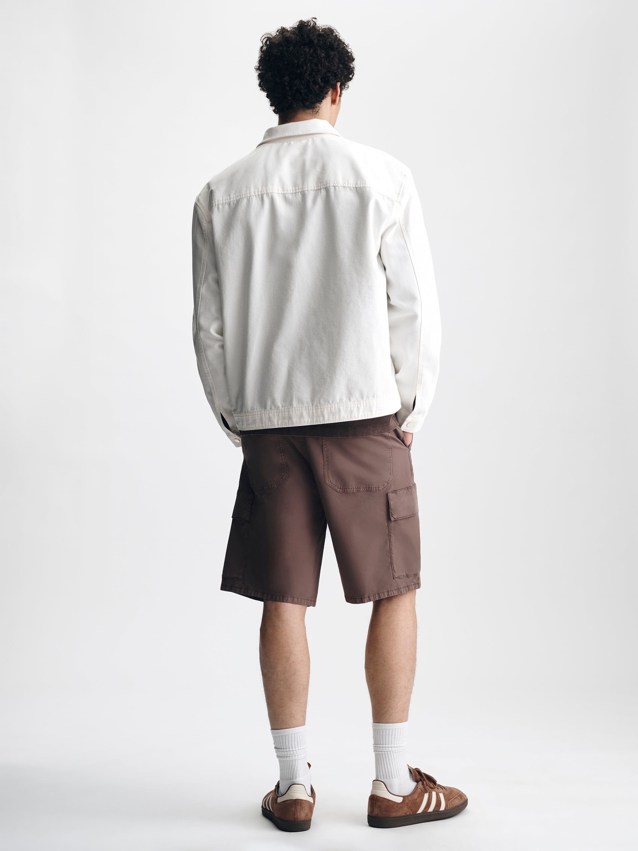 Men's Oversized Utility Overshirt in Antique White