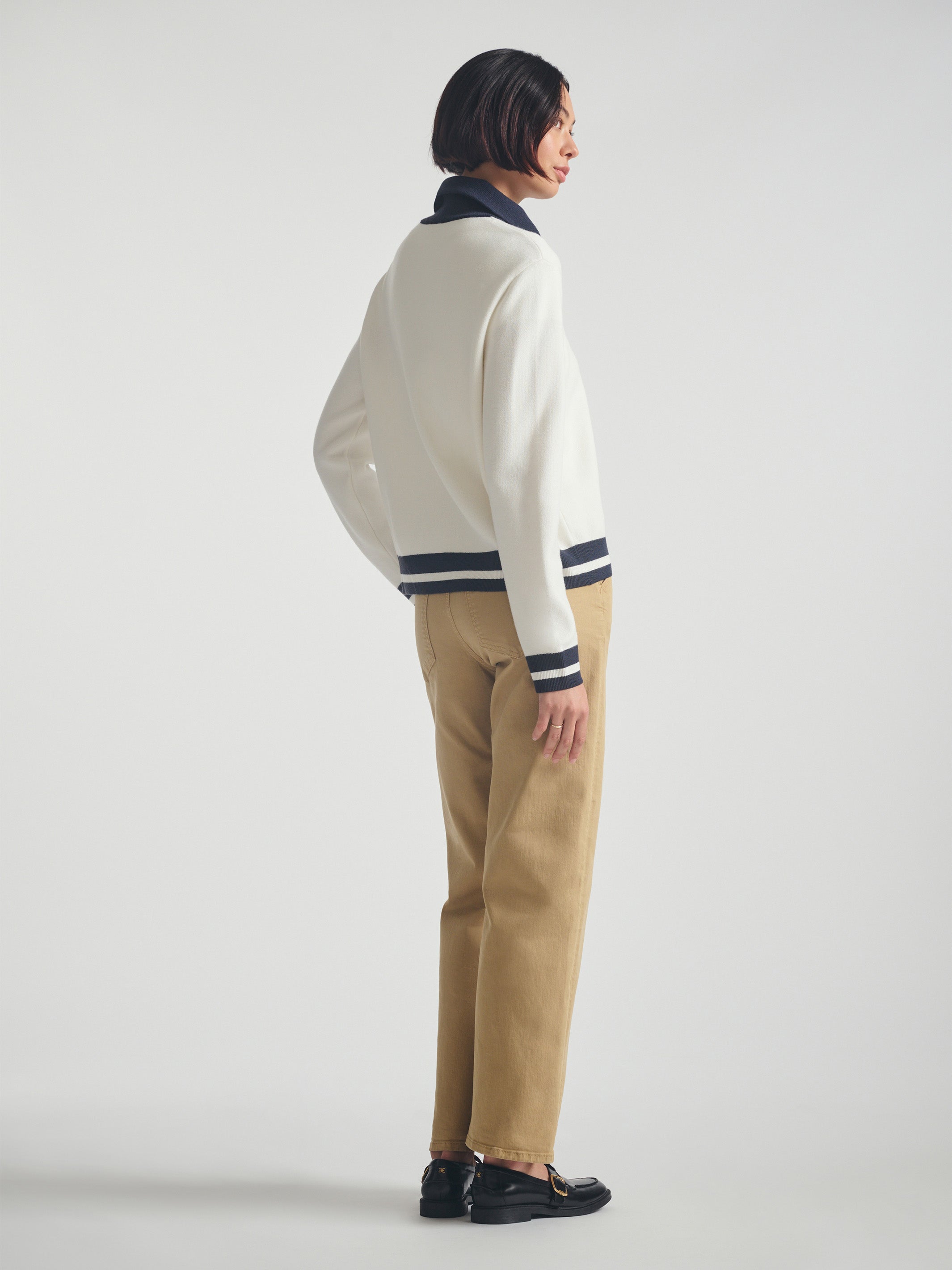 Women's Half Zip Sweater in Antique White - BROOKLYN INDUSTRIES