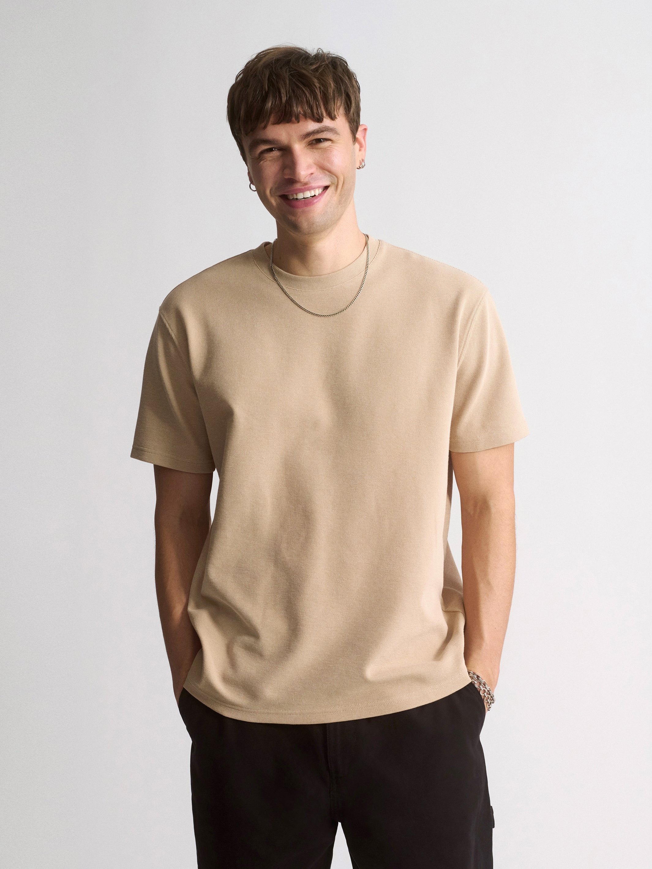 Men's Brooklyn Cotton Blend T-Shirt In Oxford Tan - BROOKLYN INDUSTRIES