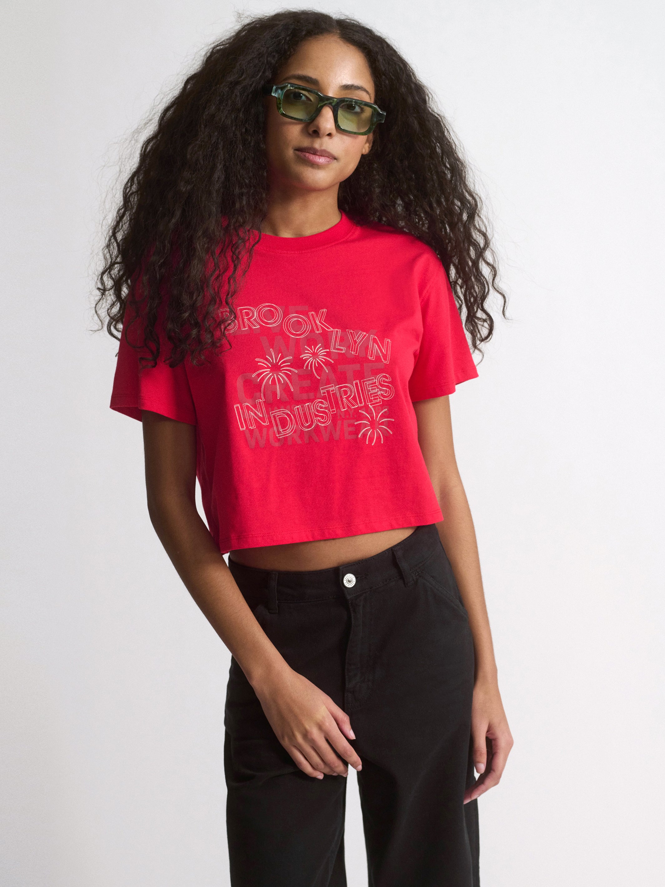 Women's Brooklyn Live Work Create T-Shirt In True Red - BROOKLYN INDUSTRIES