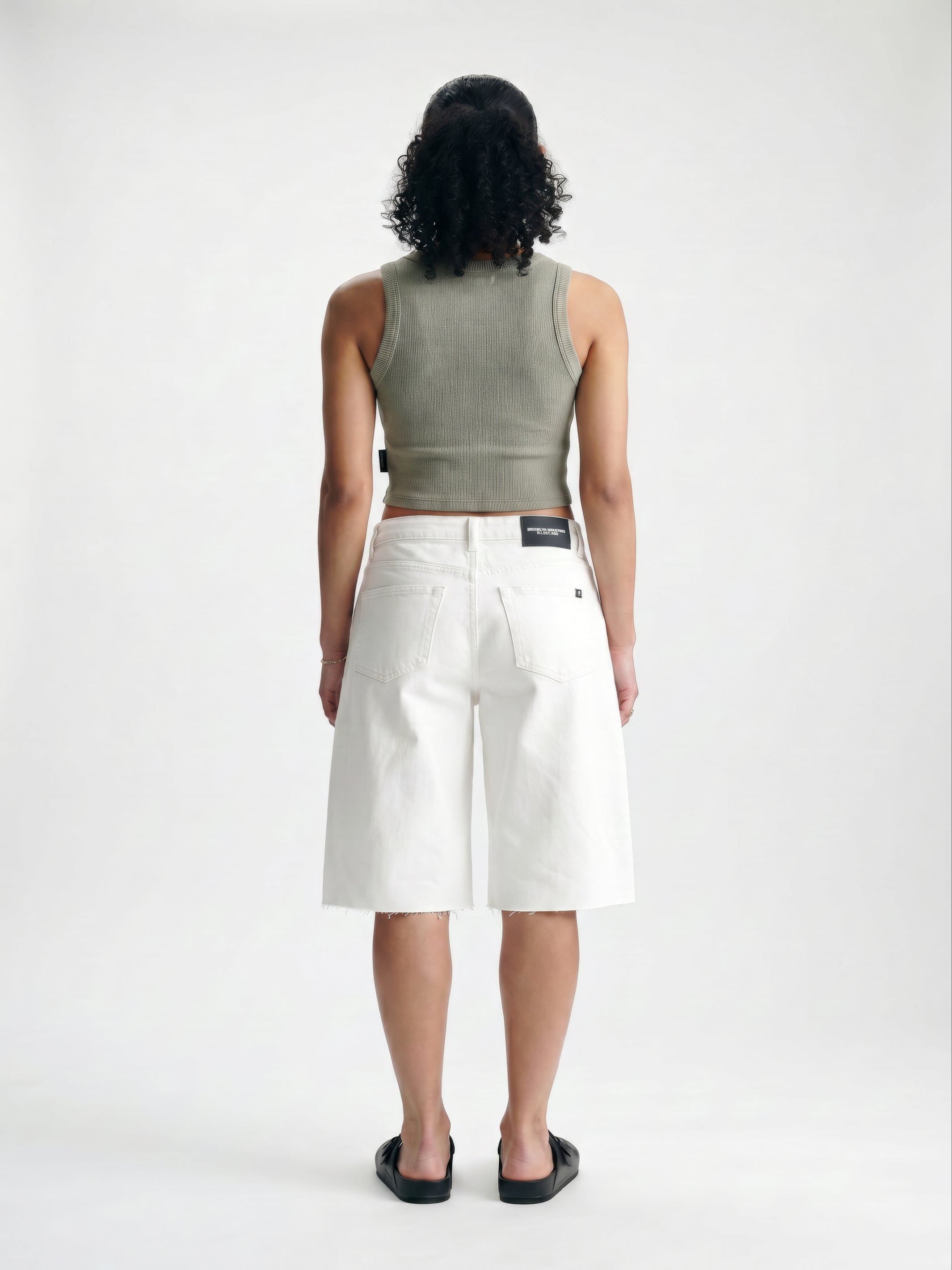 Women's Ribbed Cropped Tank Top in Shadow - BROOKLYN INDUSTRIES