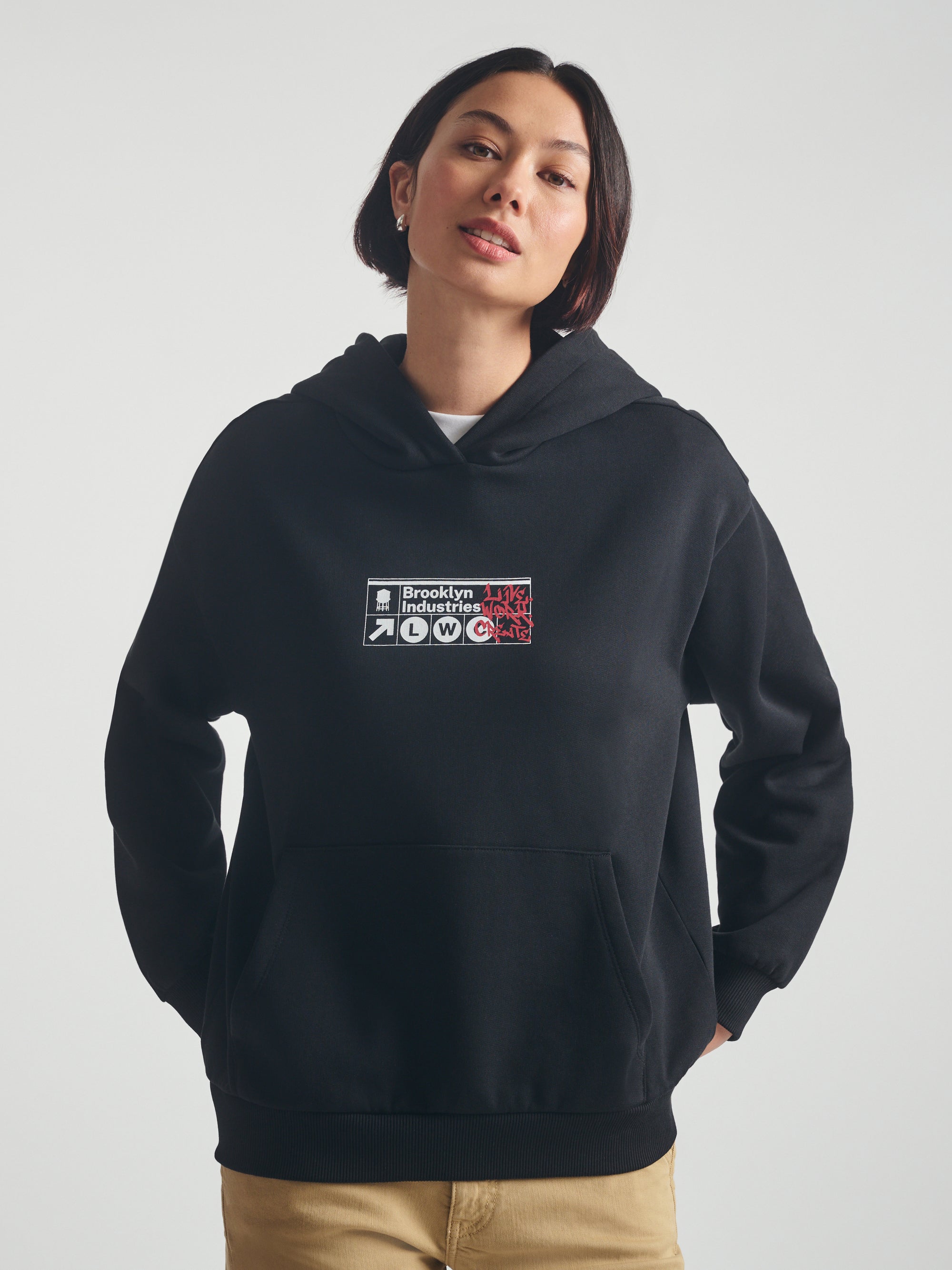 Women's Brooklyn Subway Hoodie in Black - BROOKLYN INDUSTRIES