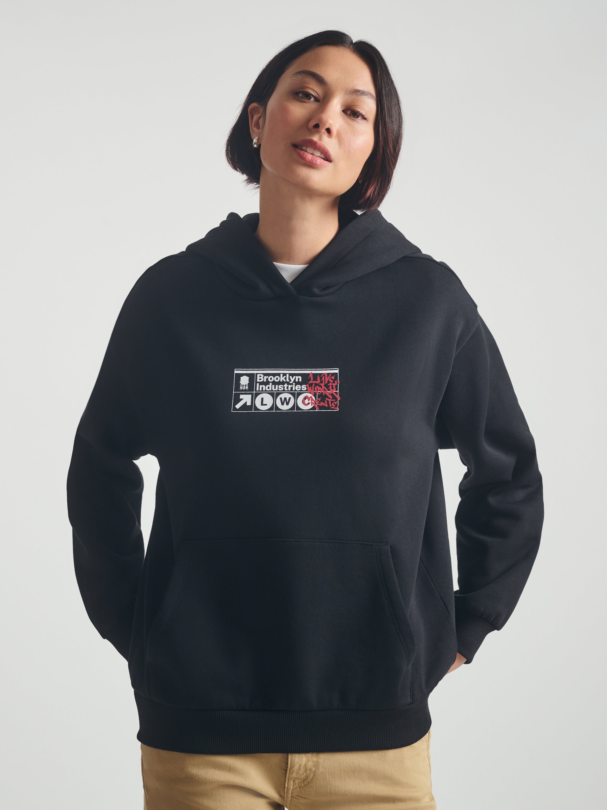 Women's Brooklyn Subway Hoodie in Black - BROOKLYN INDUSTRIES