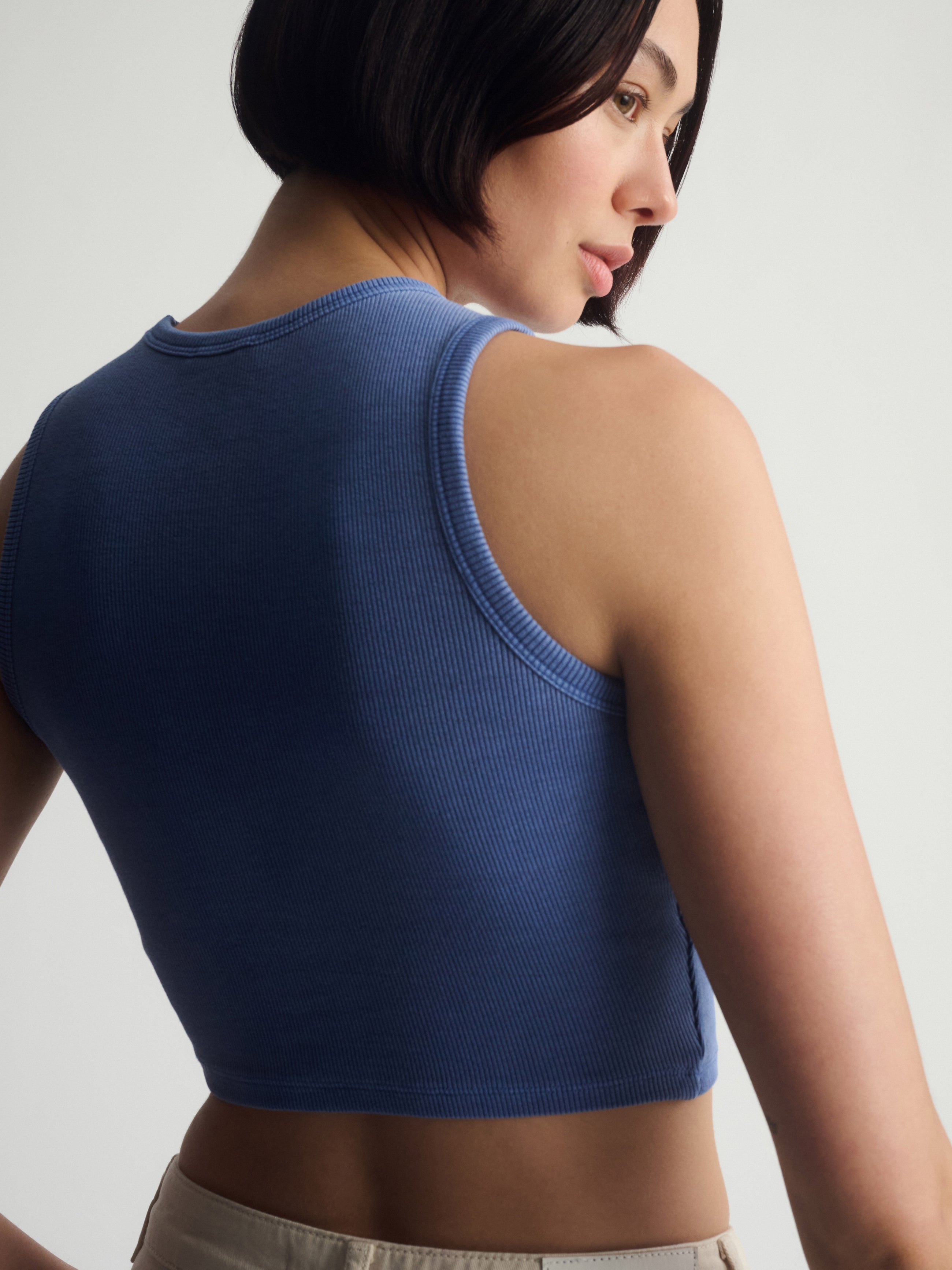 Women's Brooklyn Ribbed Crop Tank Top In Bijou Blue - BROOKLYN INDUSTRIES
