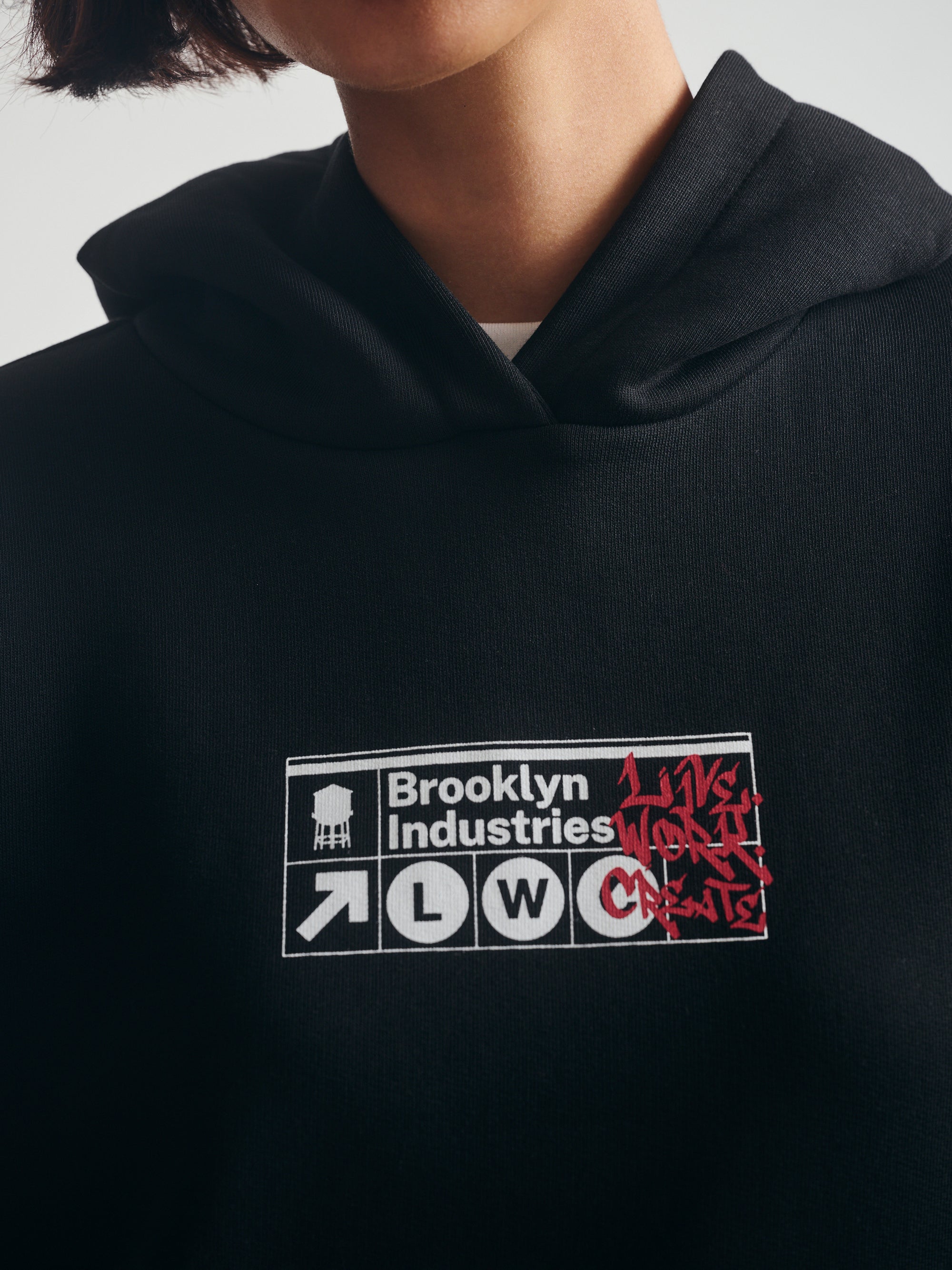 Women's Brooklyn Subway Hoodie in Black - BROOKLYN INDUSTRIES