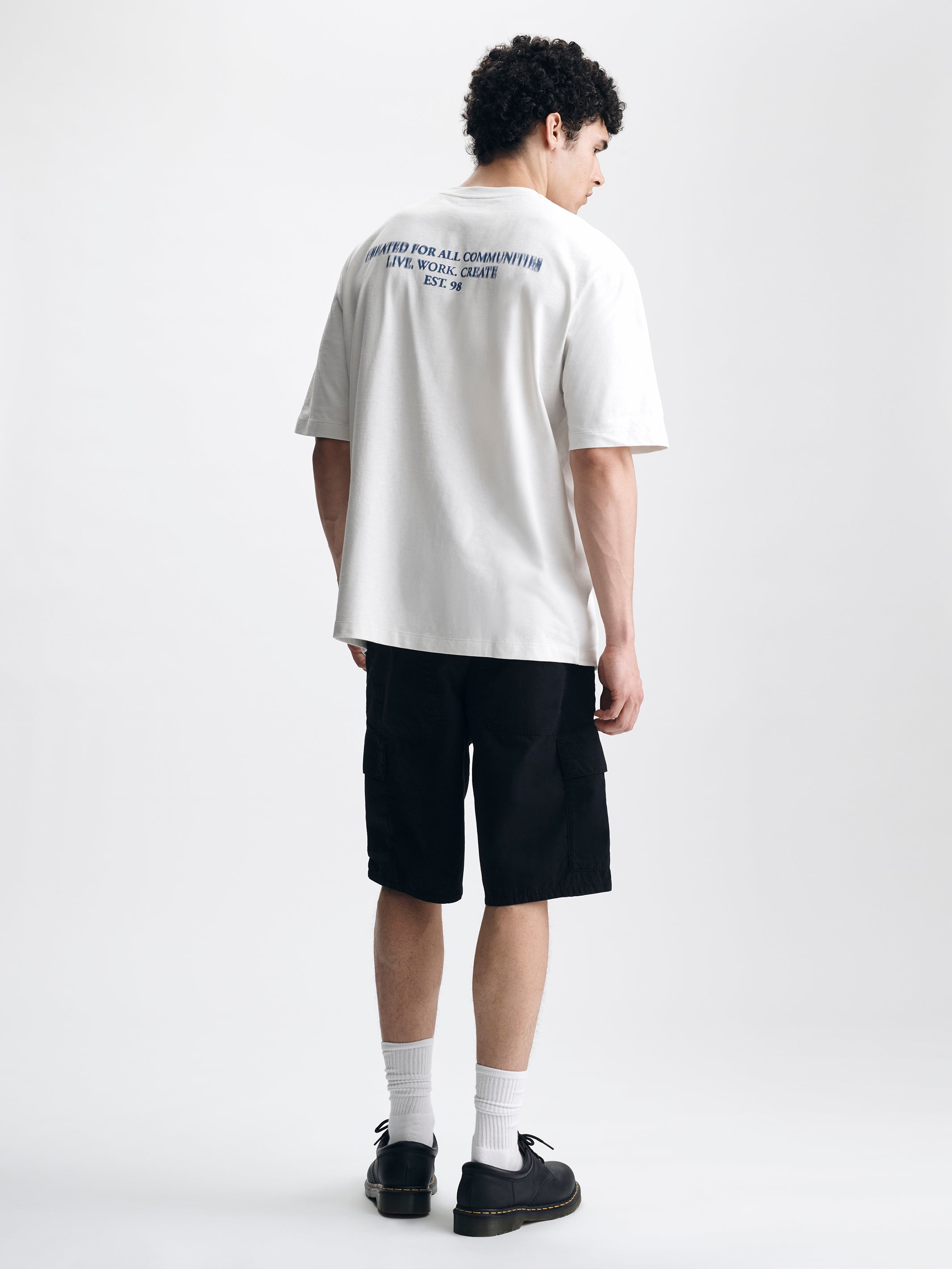 Men's Live Work Create T-Shirt in White Onyx - BROOKLYN INDUSTRIES
