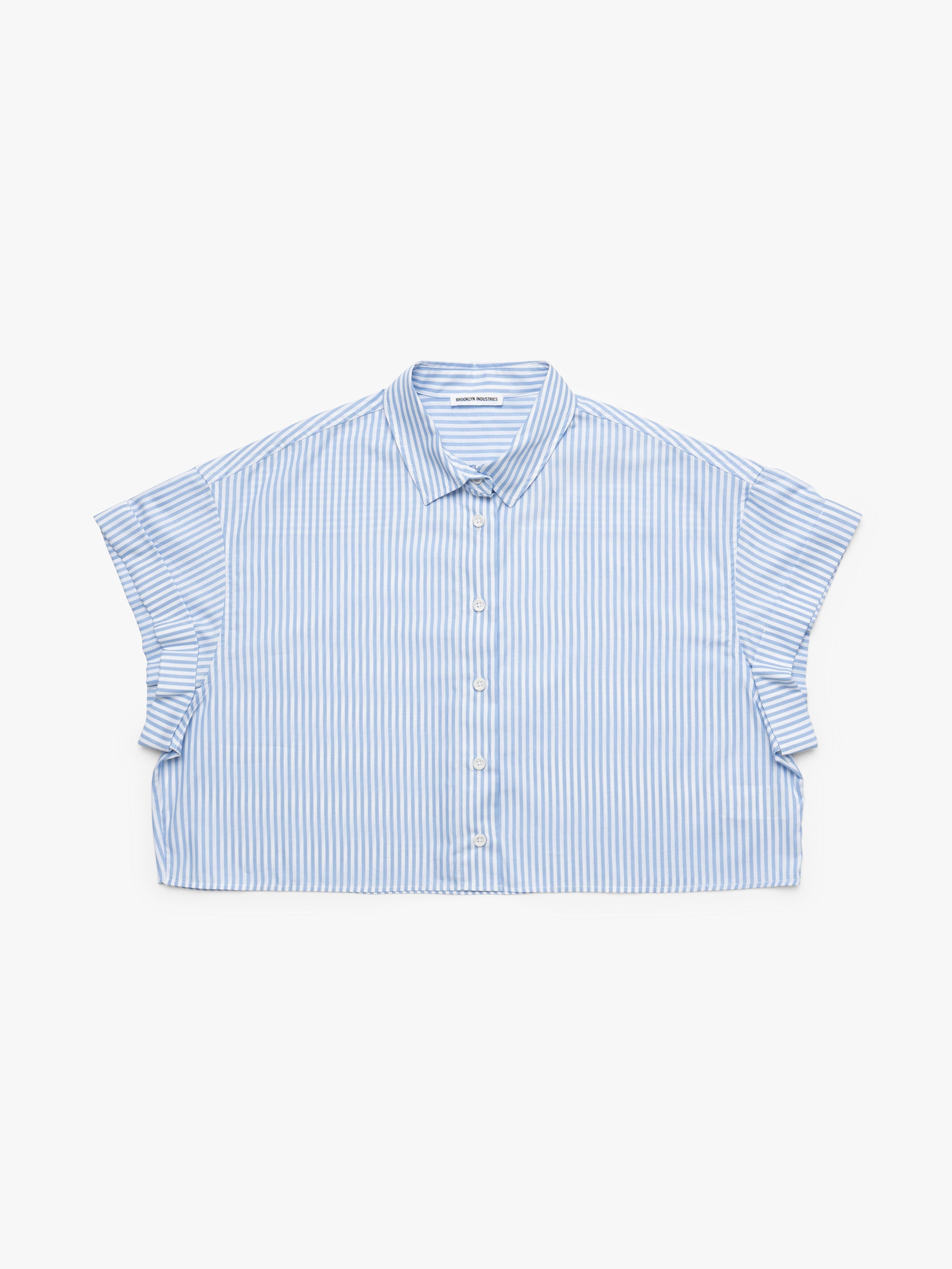 Women's Short Sleeve Shirt In Blue Striped - BROOKLYN INDUSTRIES