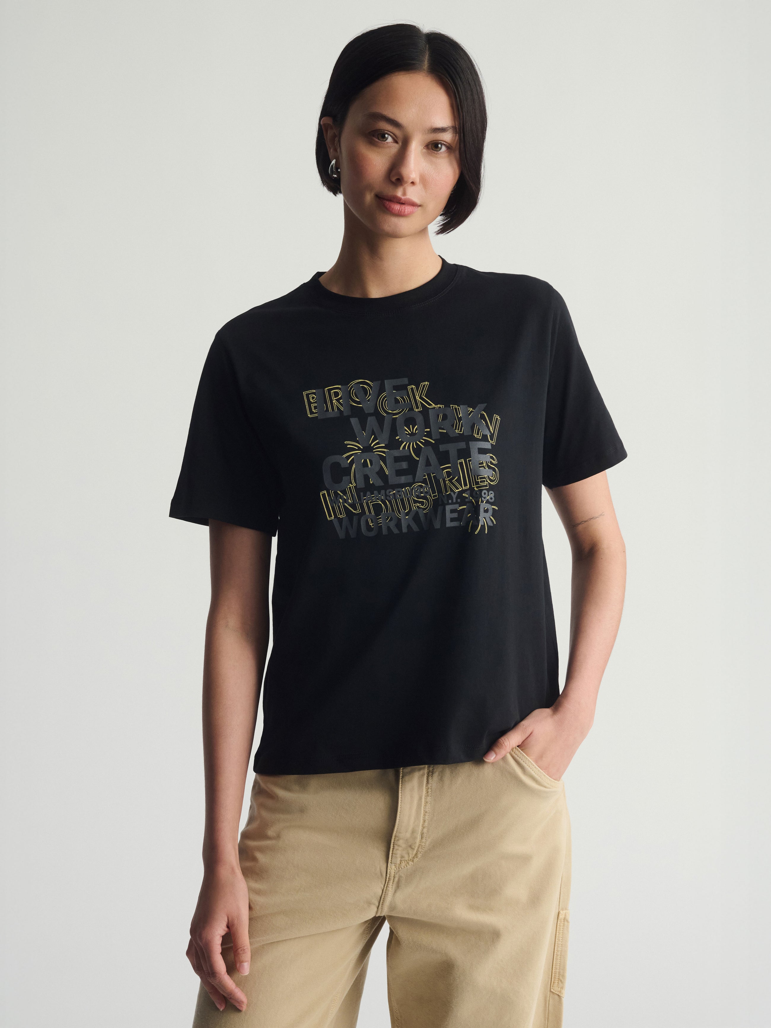 Women's Brooklyn Live Work Create T-Shirt In Black - BROOKLYN INDUSTRIES