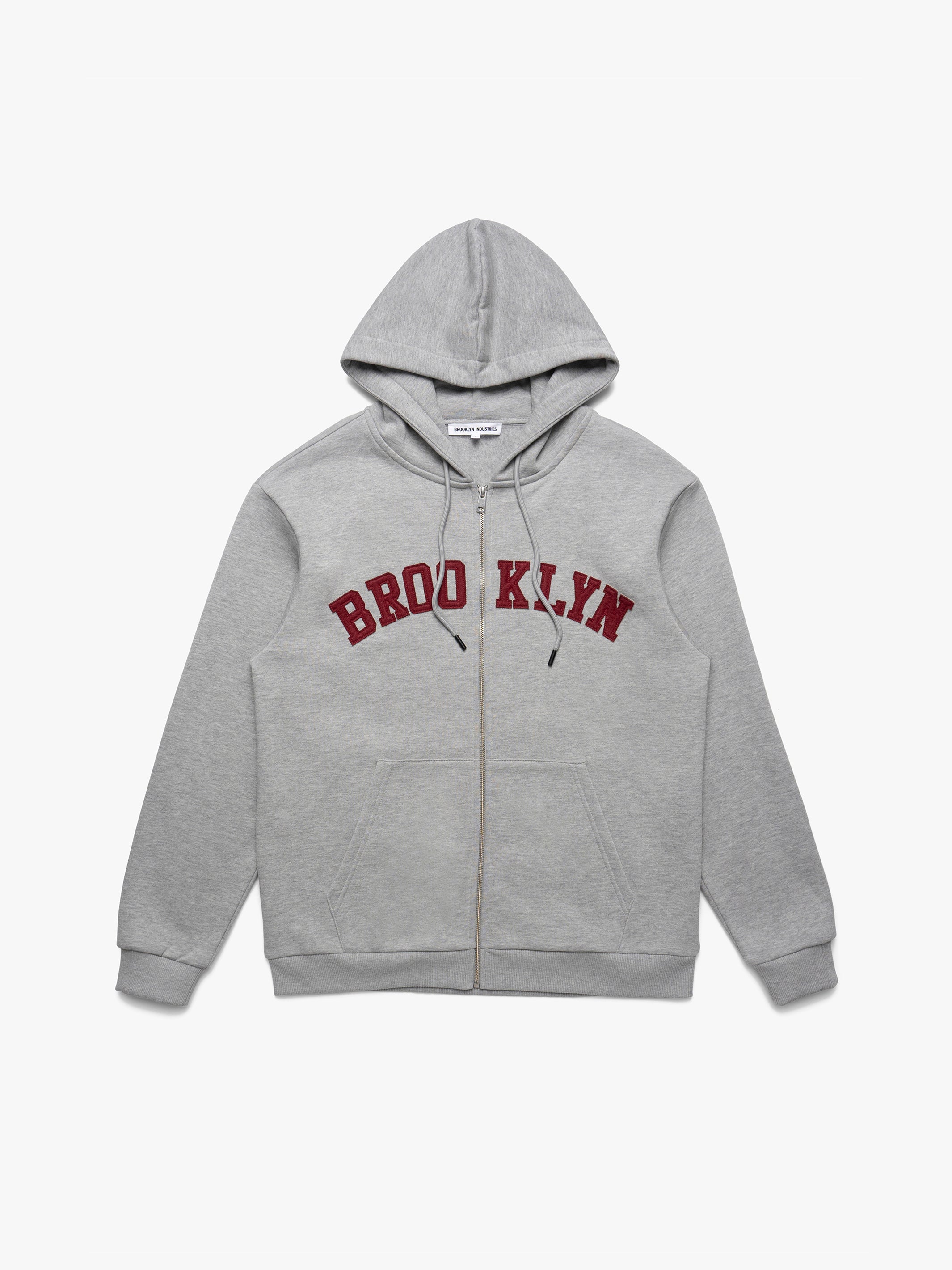 Men's Brooklyn Zip-Up Hoodie in Mid Grey Melange - BROOKLYN INDUSTRIES
