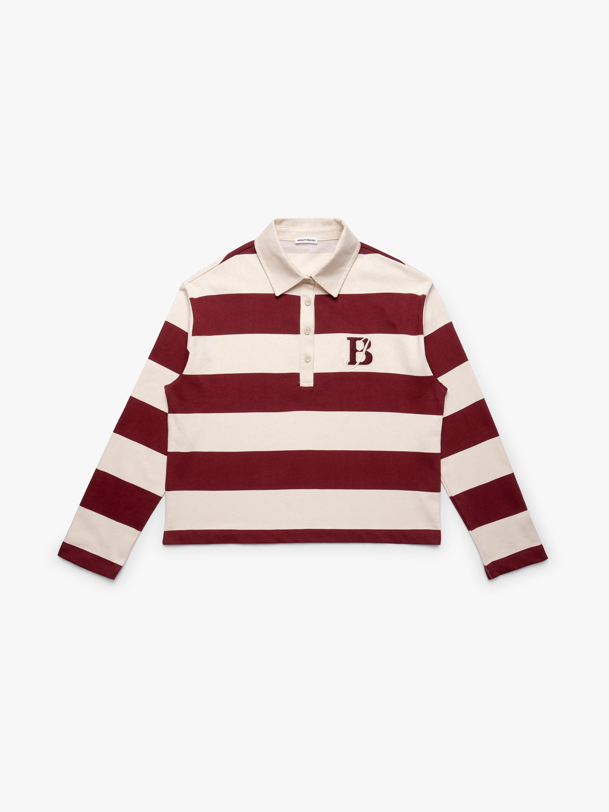 Women's Brooklyn Long Sleeve Striped Rugby T-Shirt in Biking Red Striped - BROOKLYN INDUSTRIES