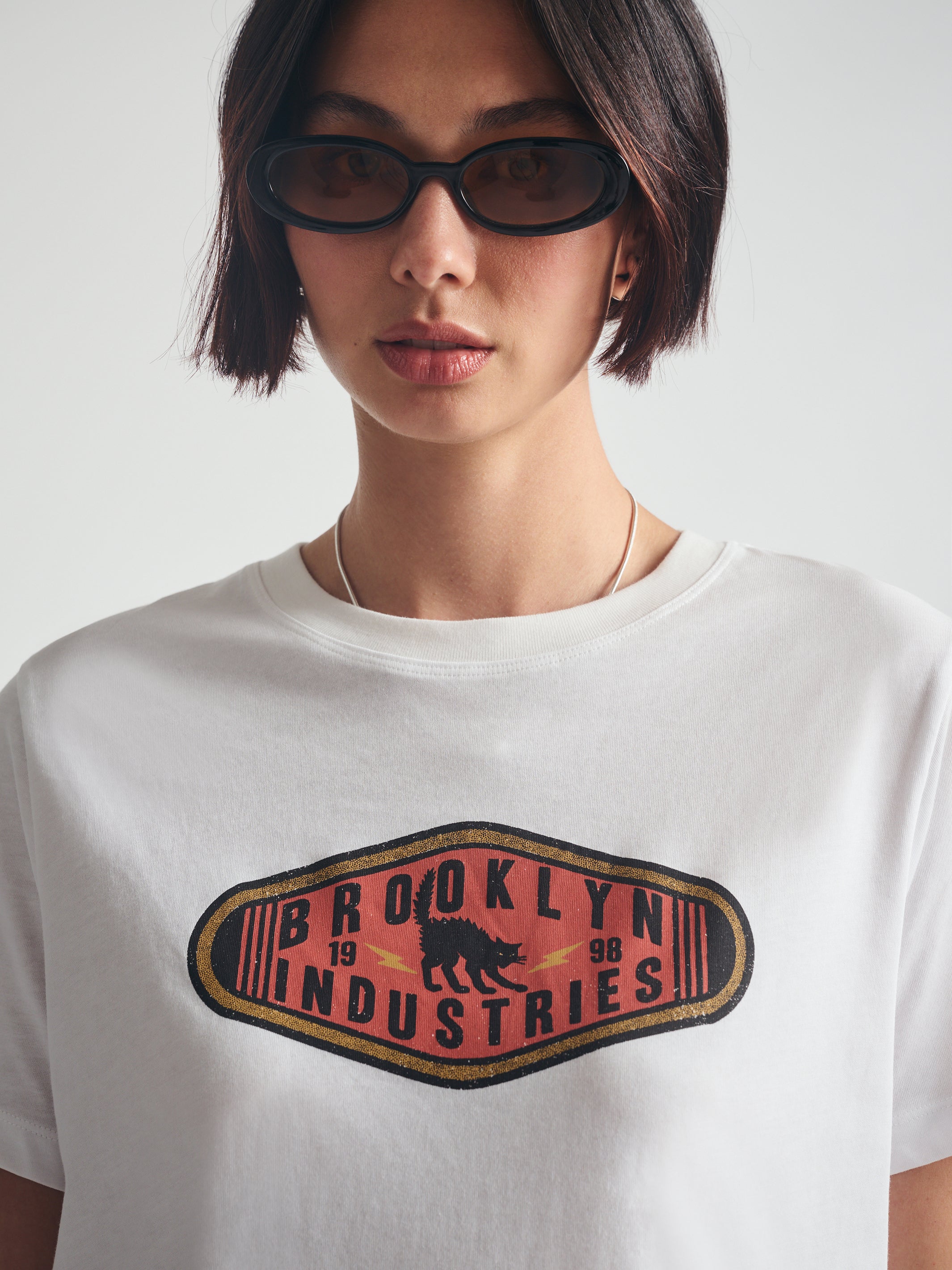 Women's Brooklyn Cat T-Shirt in White - BROOKLYN INDUSTRIES